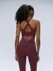 Ultimate Reflective Piping Open Back Tank Bra - Burgundy sold by Adanola