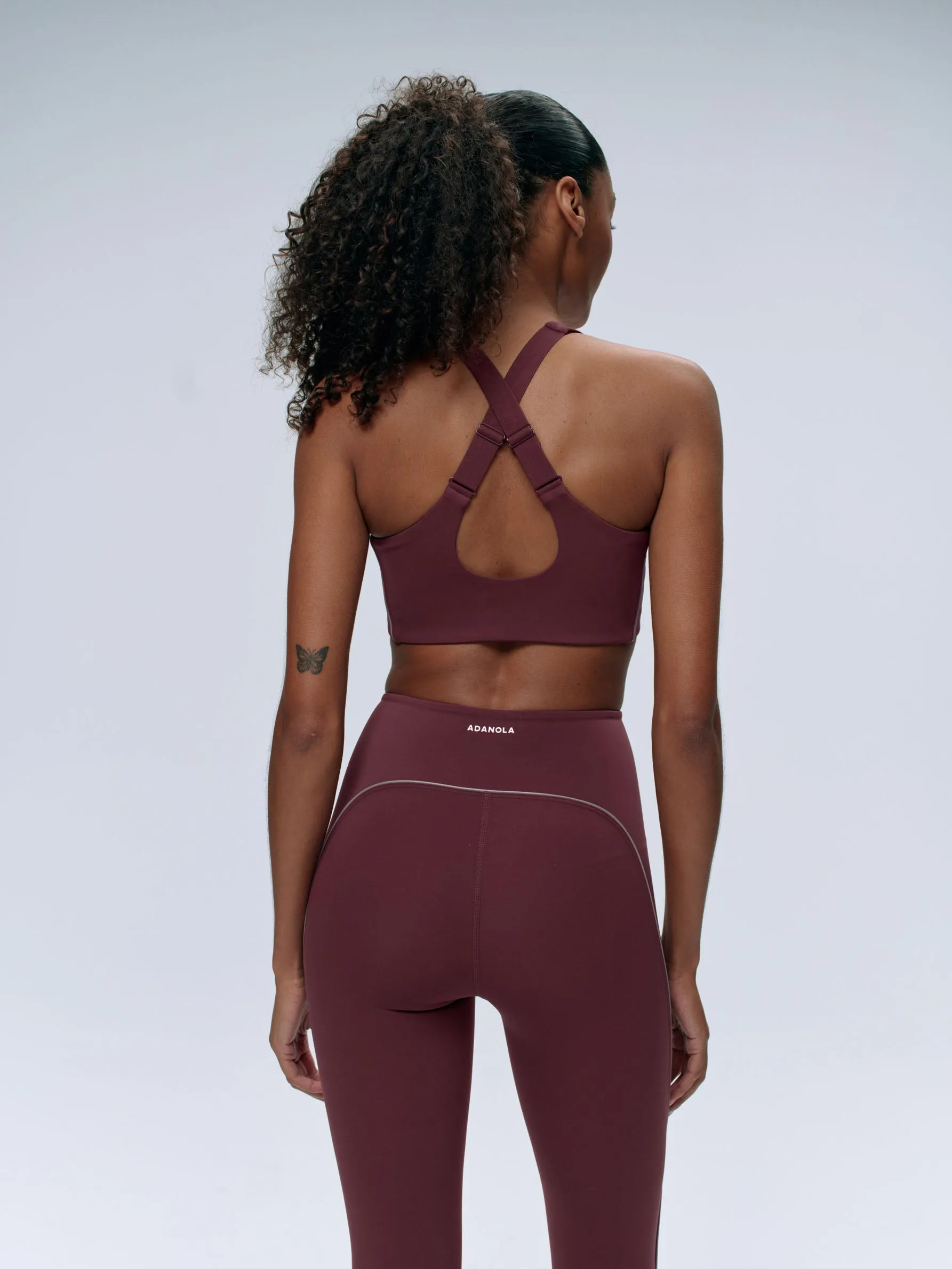 Ultimate Reflective Piping Open Back Tank Bra - Burgundy sold by Adanola product image thumbnail 5