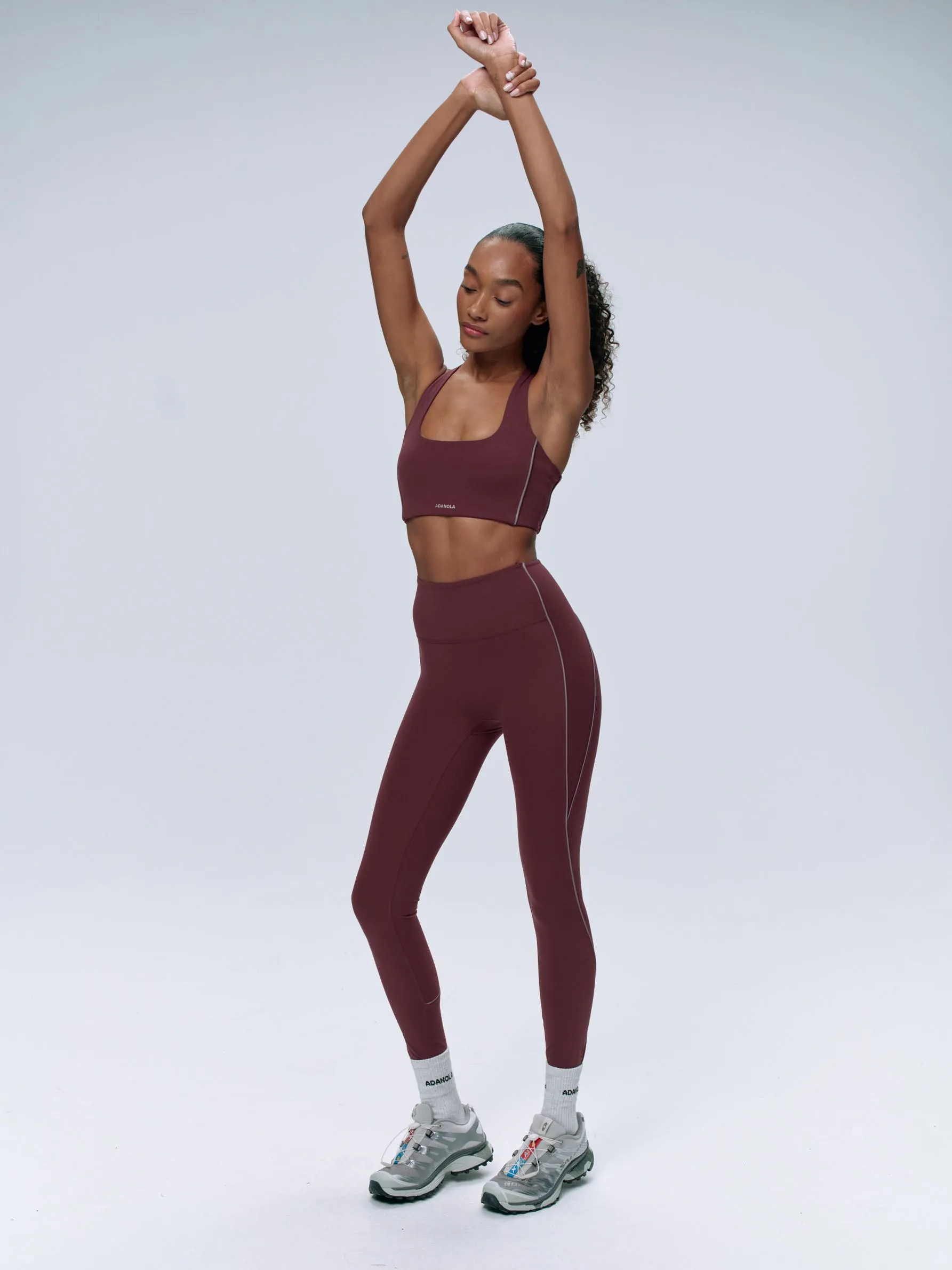 Ultimate Reflective Piping Open Back Tank Bra - Burgundy sold by Adanola product image thumbnail 4