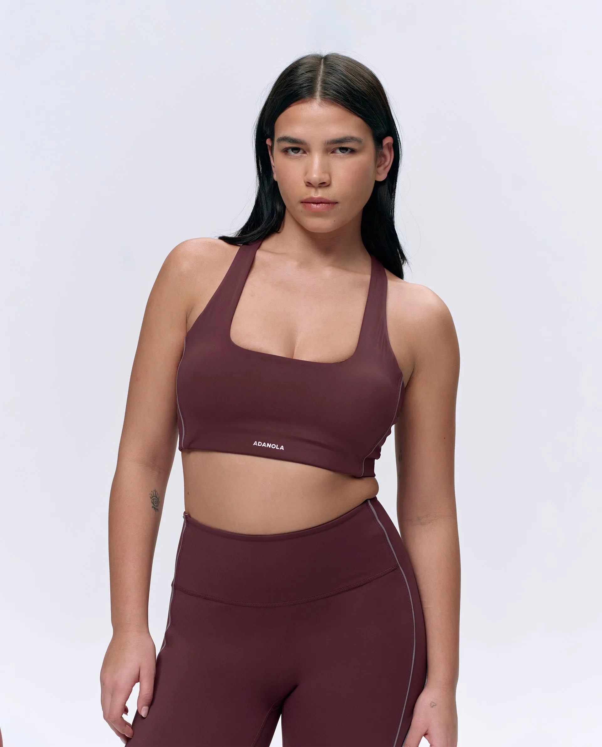 Ultimate Reflective Piping Open Back Tank Bra - Burgundy sold by Adanola product image thumbnail 3