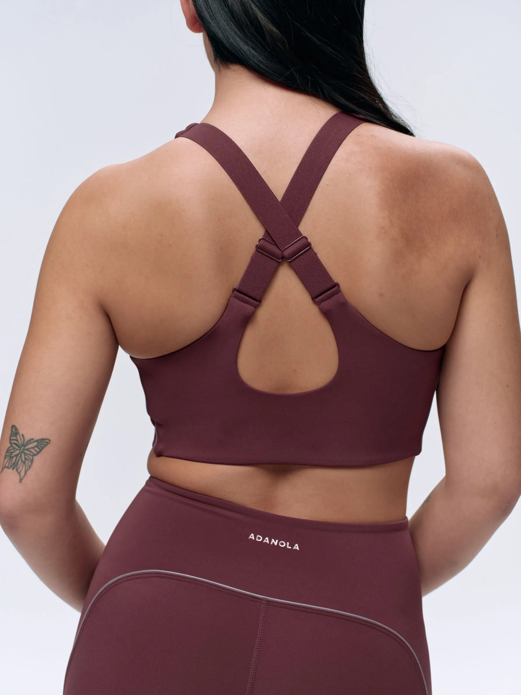 Ultimate Reflective Piping Open Back Tank Bra - Burgundy sold by Adanola product image thumbnail 2