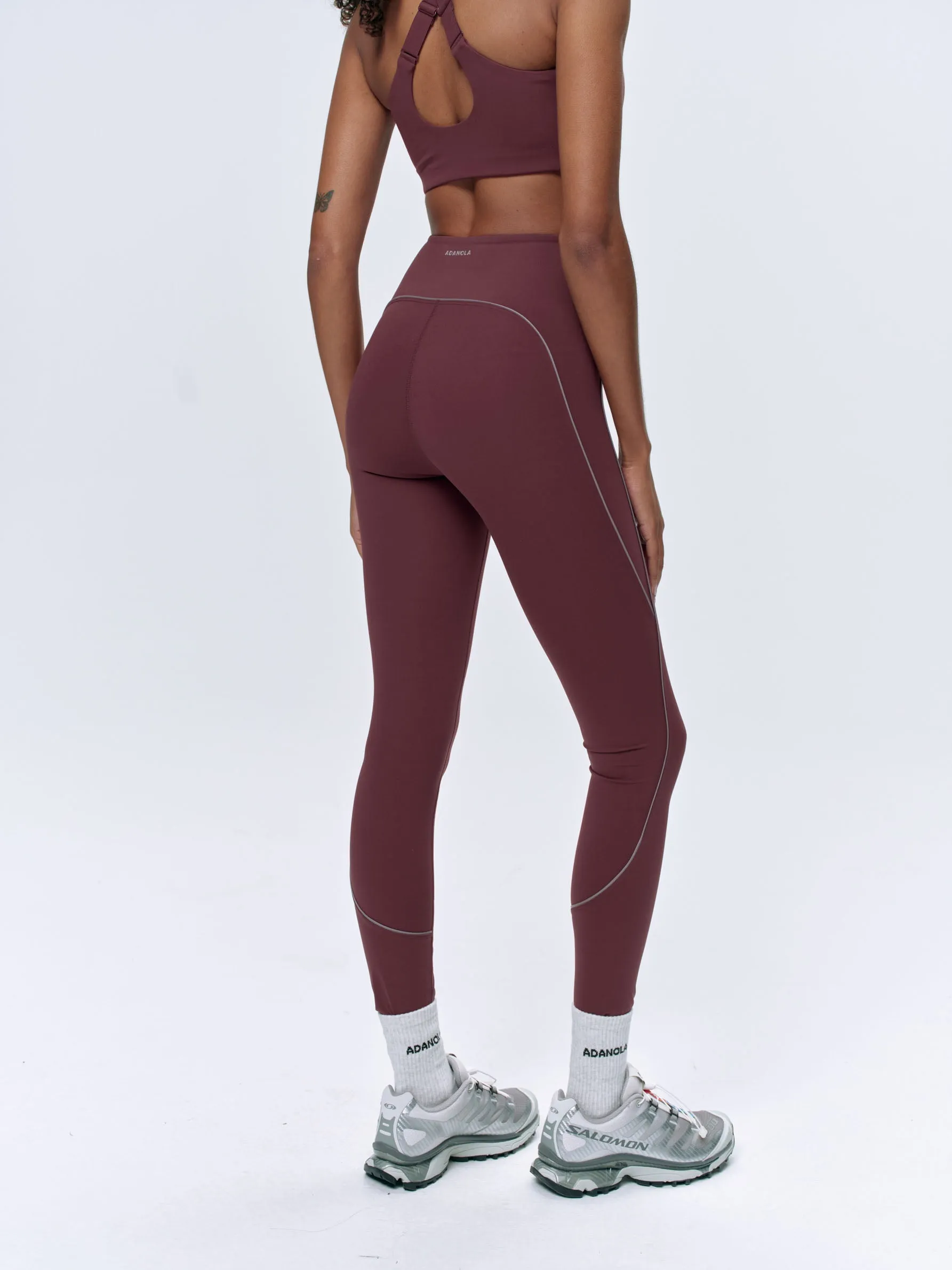 Ultimate Reflective Piping Leggings - Burgundy sold by Adanola product image thumbnail 2