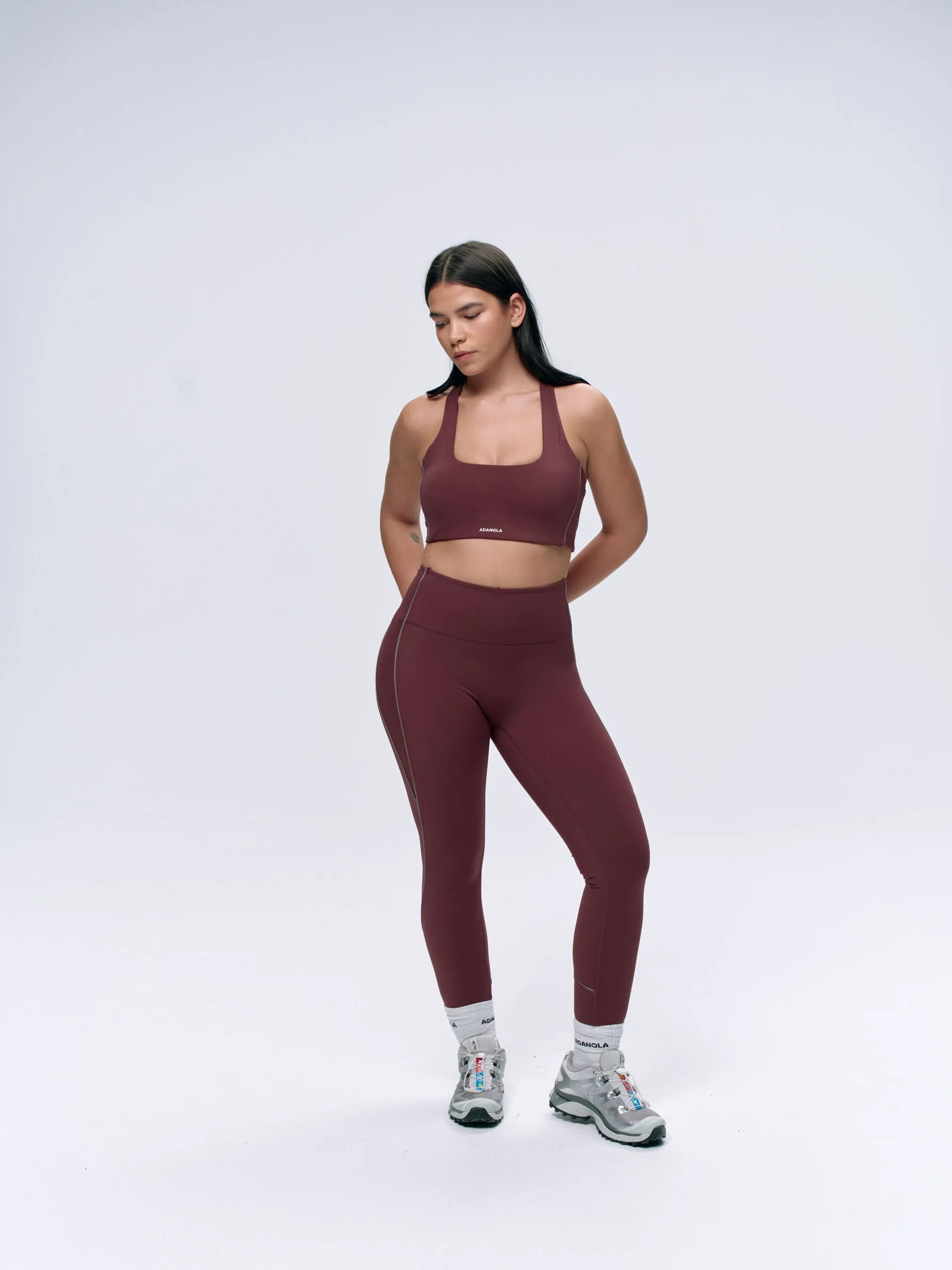 Ultimate Reflective Piping Leggings - Burgundy sold by Adanola product image thumbnail 4