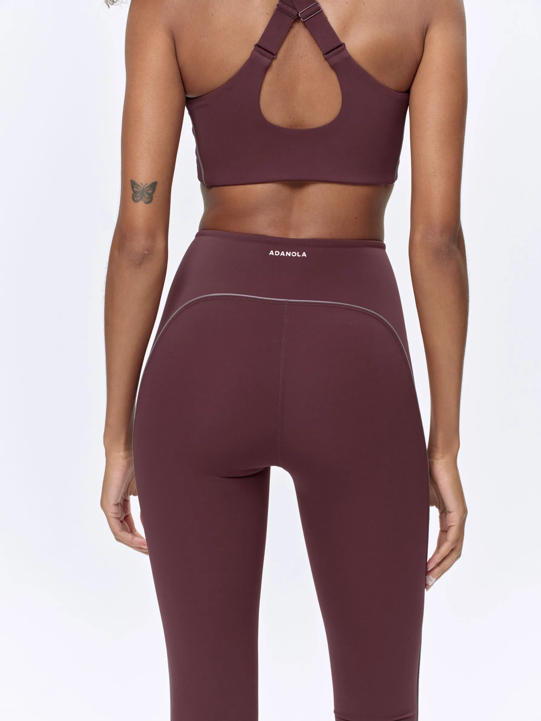 Ultimate Reflective Piping Leggings - Burgundy sold by Adanola product image thumbnail 3