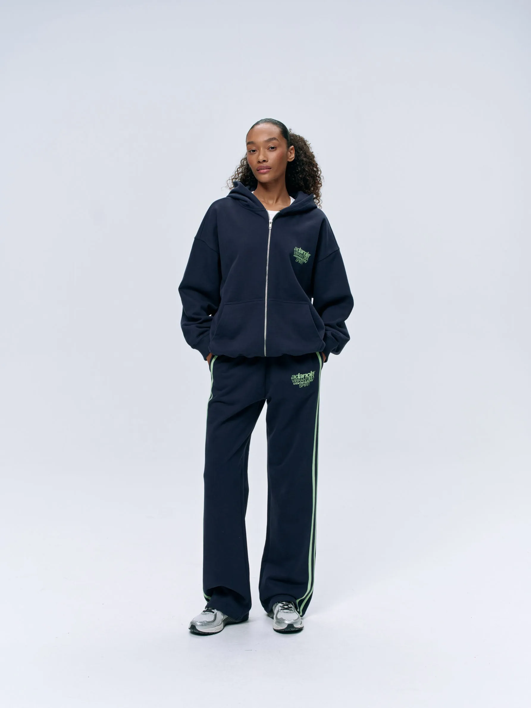 Piping Straight Leg Sweatpants - Navy Blue/Mint Green sold by Adanola