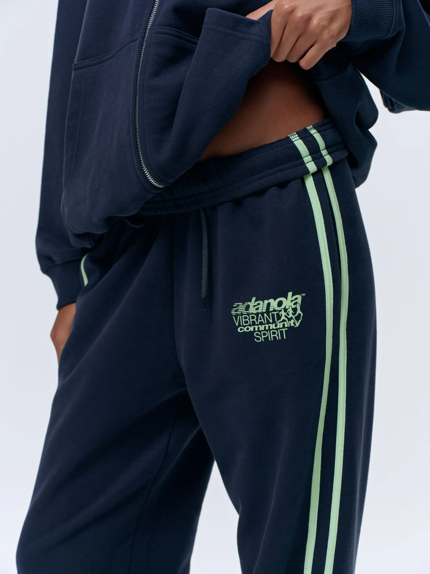 Piping Straight Leg Sweatpants - Navy Blue/Mint Green sold by Adanola product image thumbnail 3