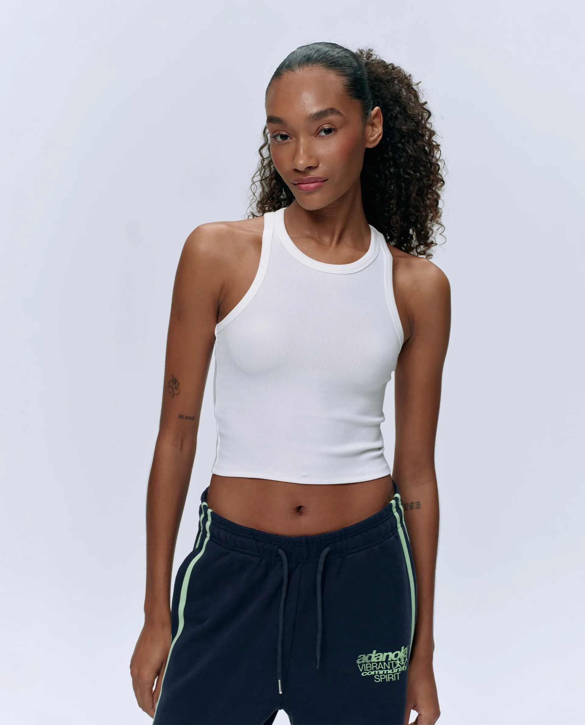 Rib Tank Top - White sold by Adanola
