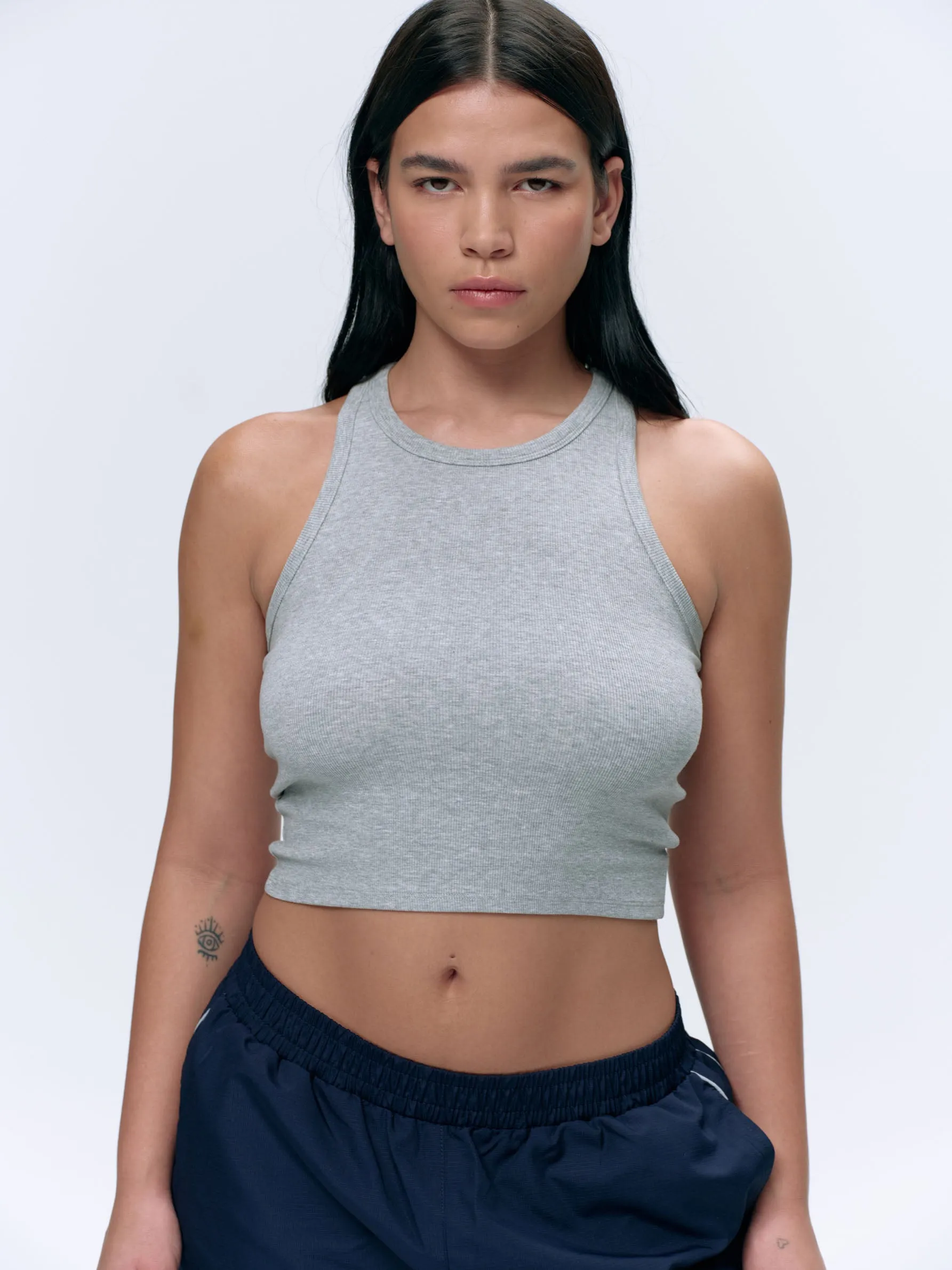 Rib Tank Top - Light Grey Melange sold by Adanola product image thumbnail 4