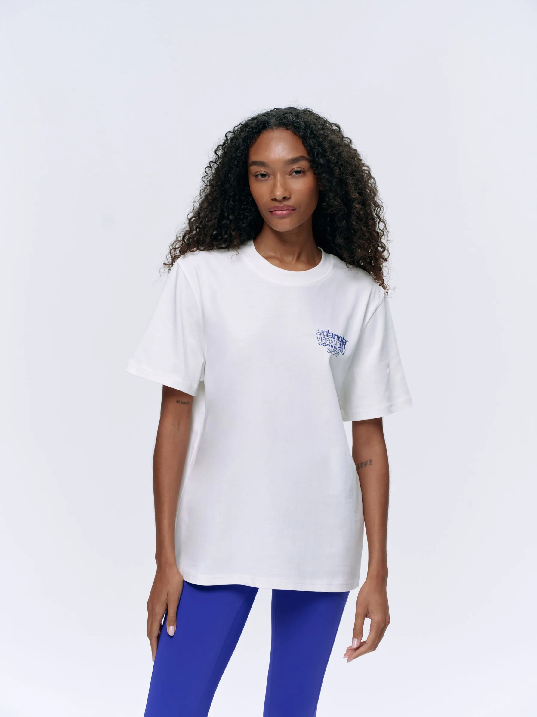 Community Spirit Short Sleeve Oversized T-shirt - White/Cobalt Blue sold by Adanola product image thumbnail 4