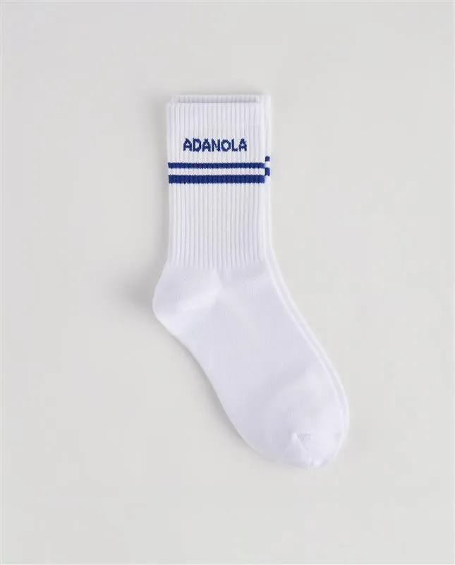 Sport Stripe Socks - White/Cobalt Blue sold by Adanola