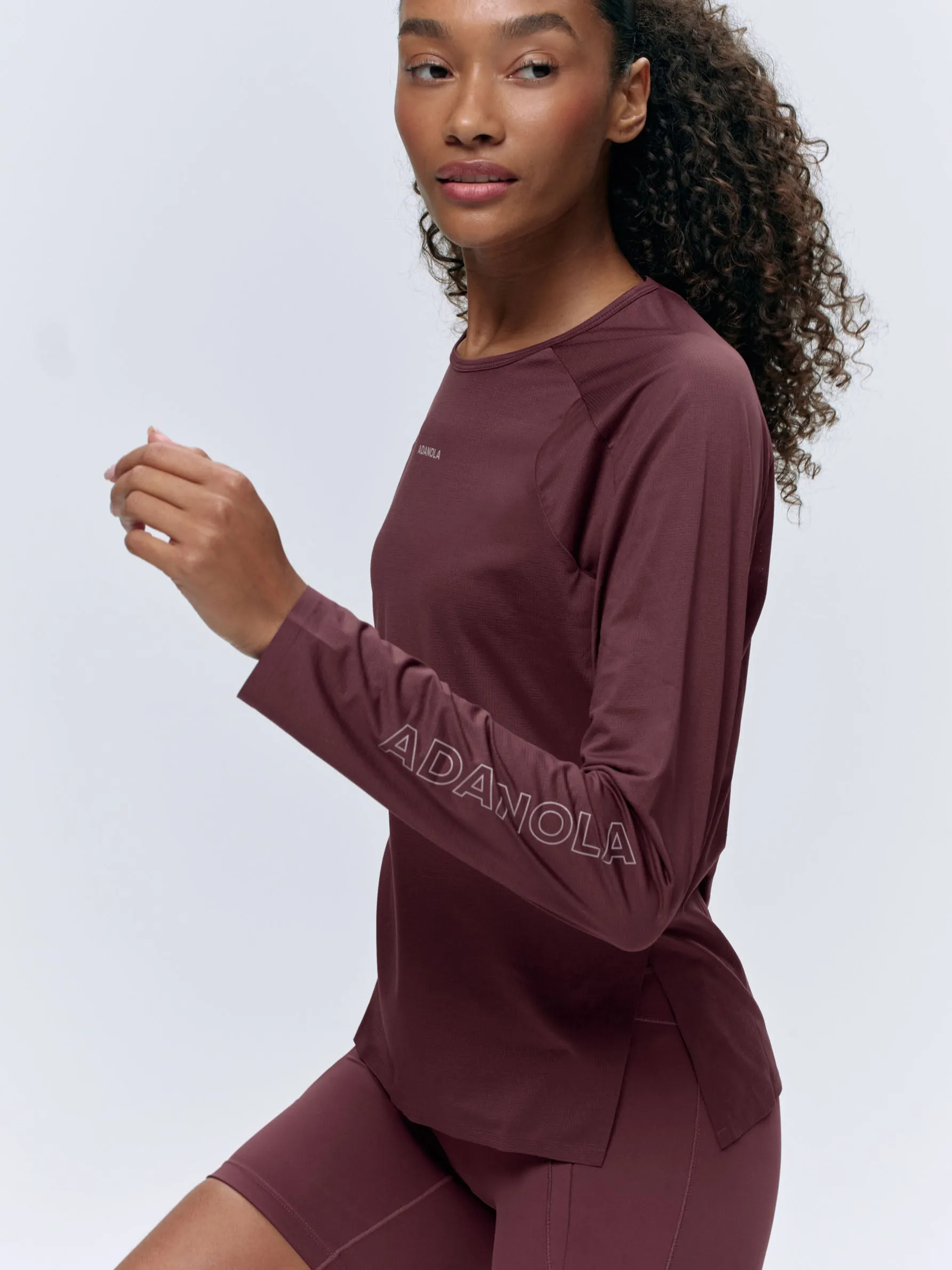 Lightweight Running Long Sleeve T-Shirt - Burgundy sold by Adanola product image thumbnail 2