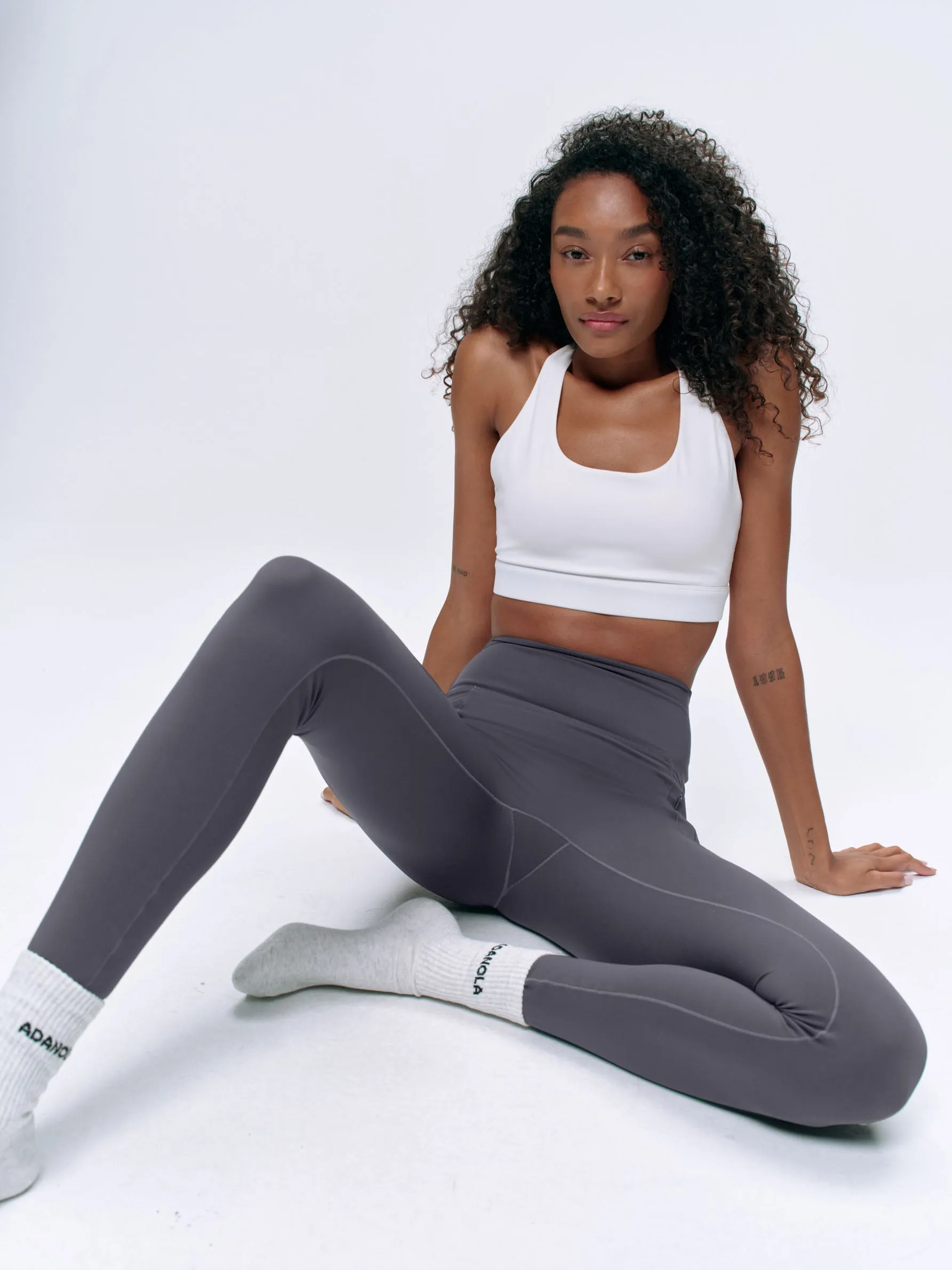 Ultimate Seam Detail Zip Pocket Leggings - Dark Grey sold by Adanola product image thumbnail 4