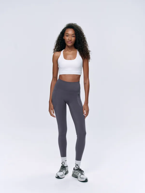 Ultimate Seam Detail Zip Pocket Leggings - Dark Grey sold by Adanola