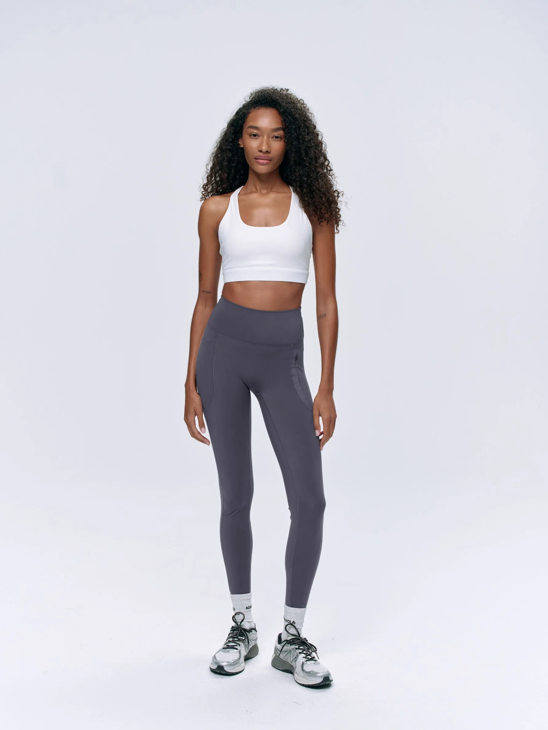 Ultimate Seam Detail Zip Pocket Leggings - Dark Grey sold by Adanola