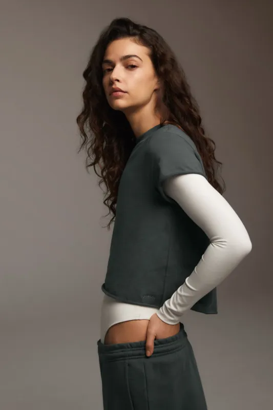 Raw Hem T-shirt - Mineral Green sold by Adanola