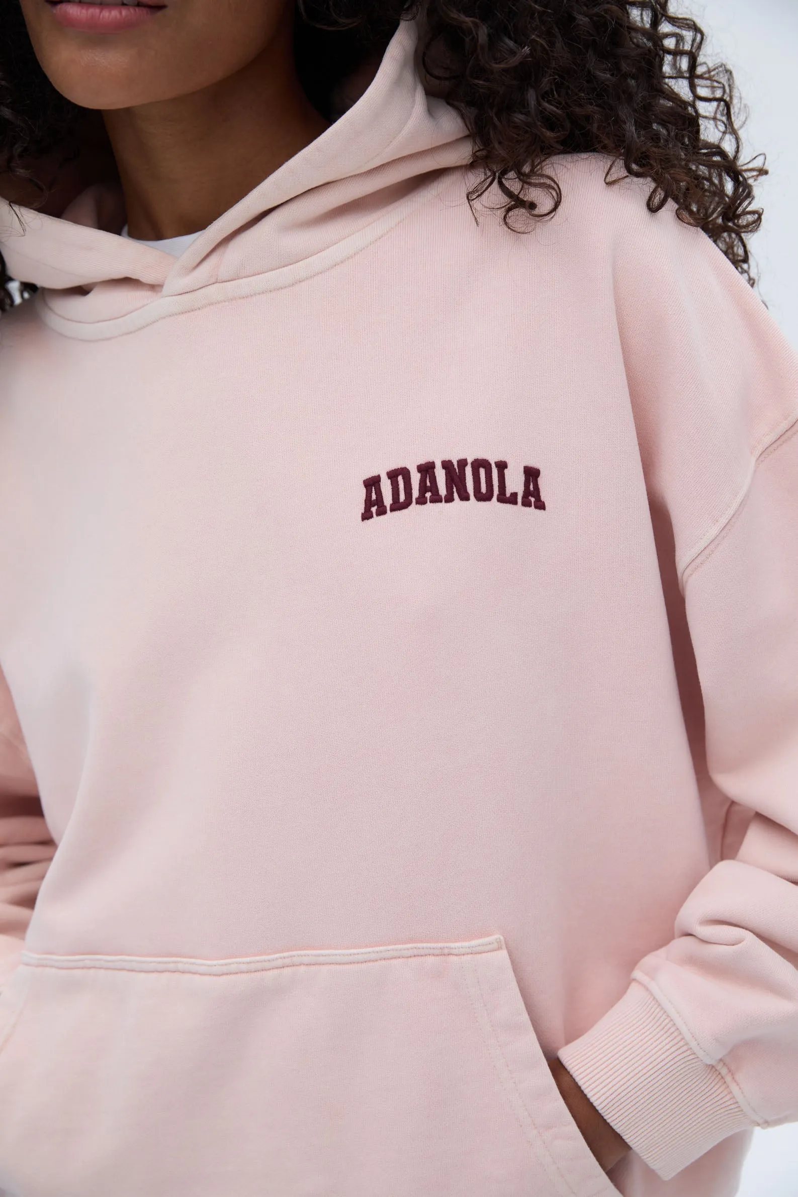 Varsity Washed Oversized Hoodie - Blush Pink/Burgundy sold by Adanola product image thumbnail 2