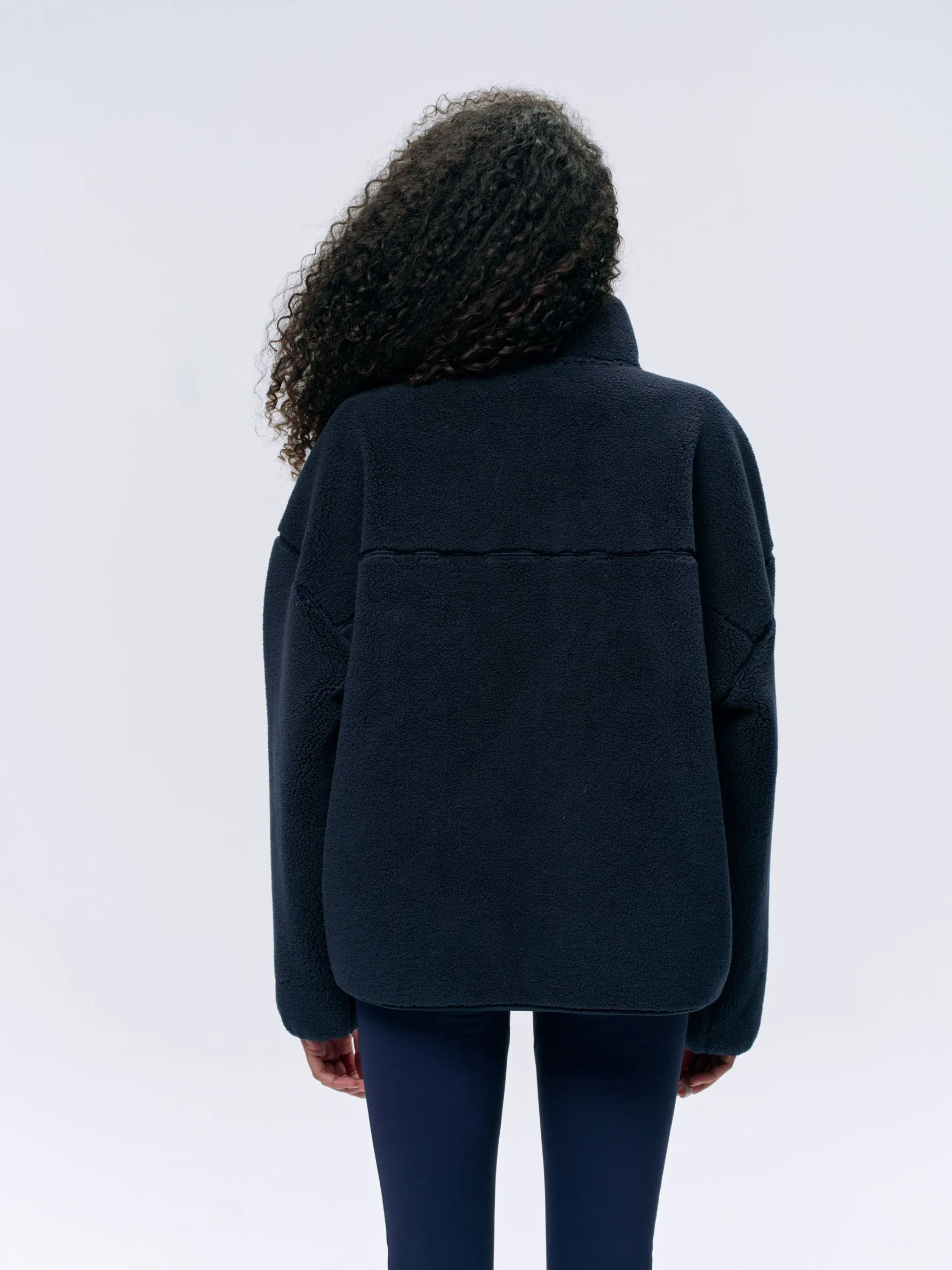 Oversized Pocket Zip Through Fleece - Navy Blue sold by Adanola product image thumbnail 4