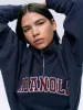 Varsity Relaxed Funnel Neck Zip Sweatshirt - Navy Blue/Burgundy sold by Adanola