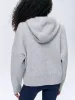 Varsity Hooded Knit Bomber Jacket - Light Grey Melange sold by Adanola