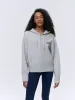 Varsity Hooded Knit Bomber Jacket - Light Grey Melange sold by Adanola