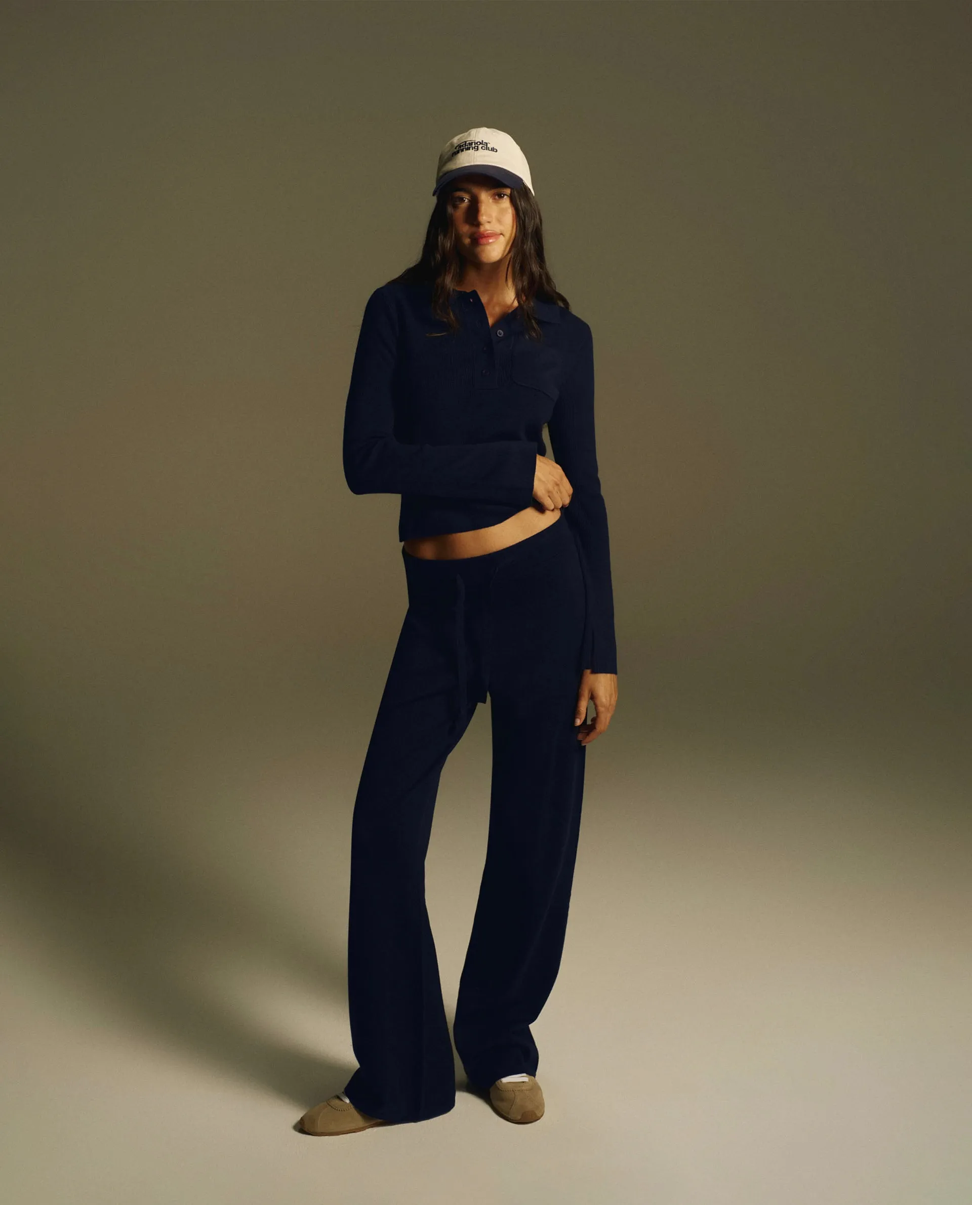Knit Straight Leg Trousers - Navy Blue sold by Adanola