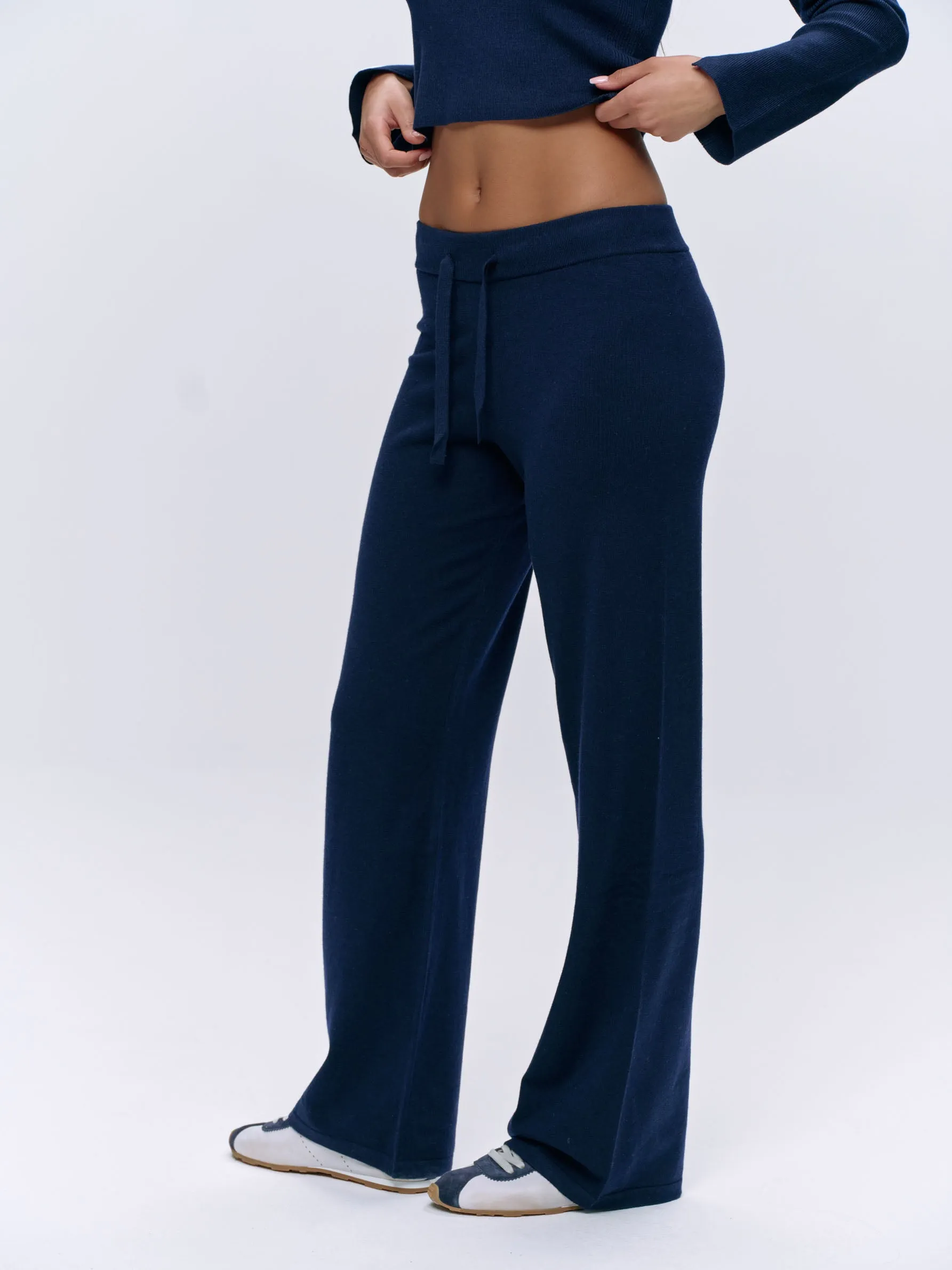 Knit Straight Leg Trousers - Navy Blue sold by Adanola product image thumbnail 5