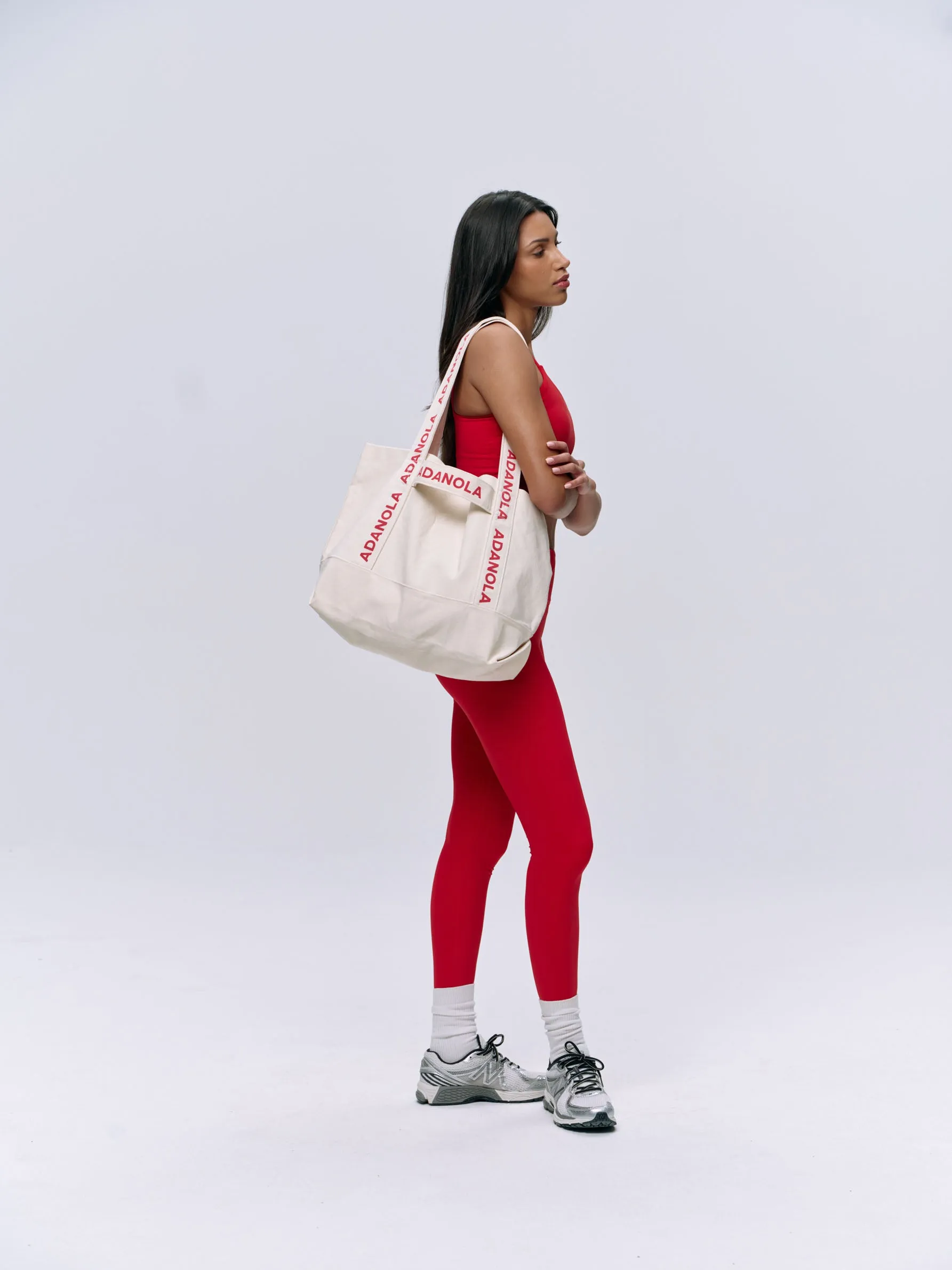 Branded Strap Tote Bag - Cream/Red sold by Adanola product image thumbnail 2