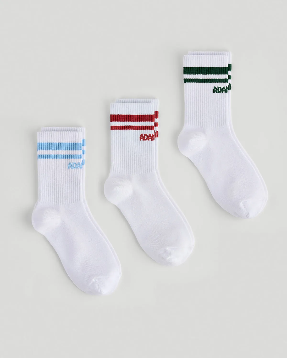 3 Pack Adanola Sports Socks - White/Multi sold by Adanola