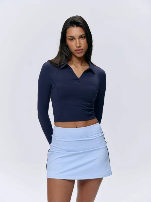 Brushed Long Sleeve Collared Shirt - Navy sold by Adanola