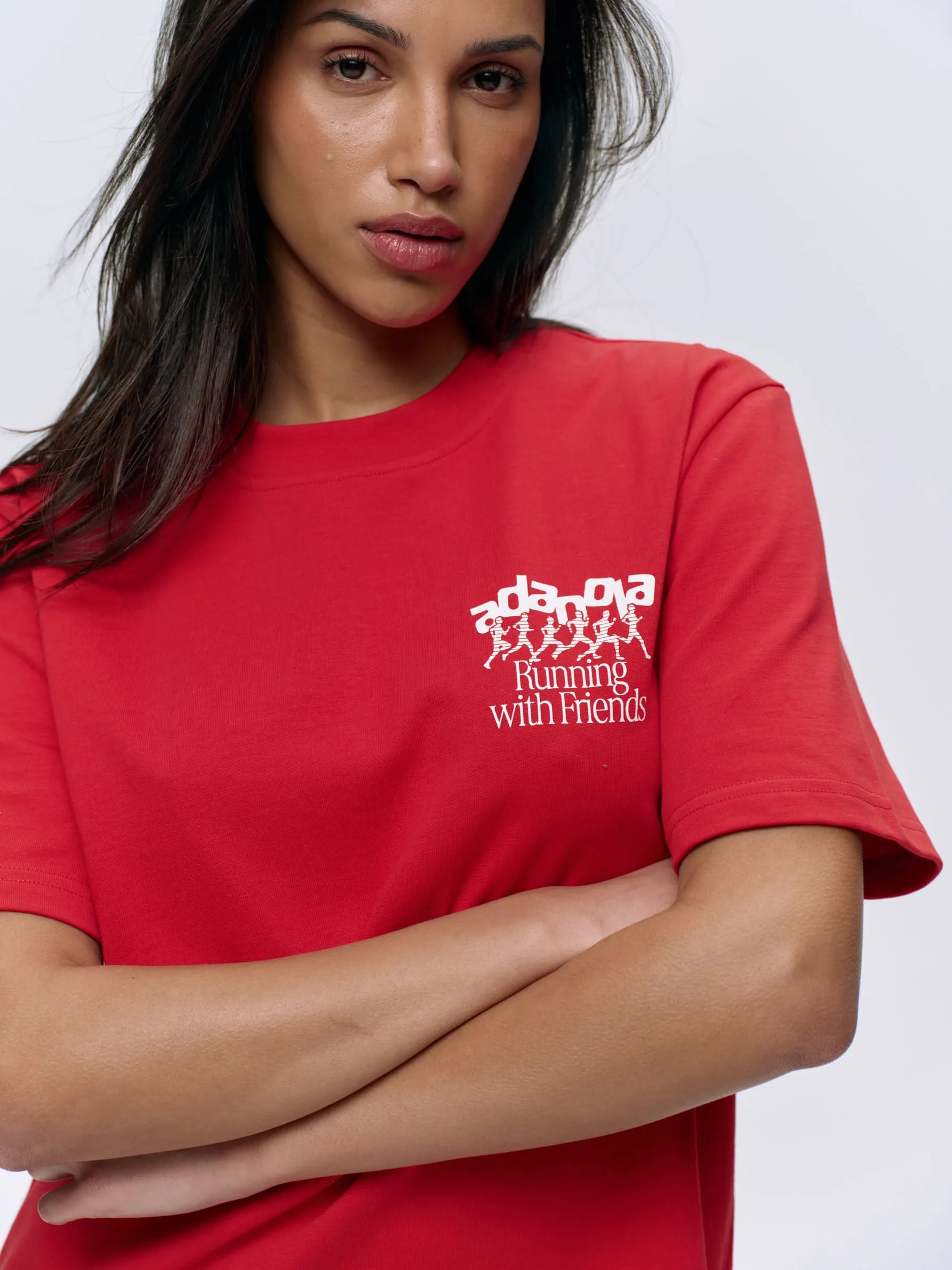 Runners Short Sleeve Oversized T-shirt - Classic Red/White sold by Adanola product image thumbnail 3