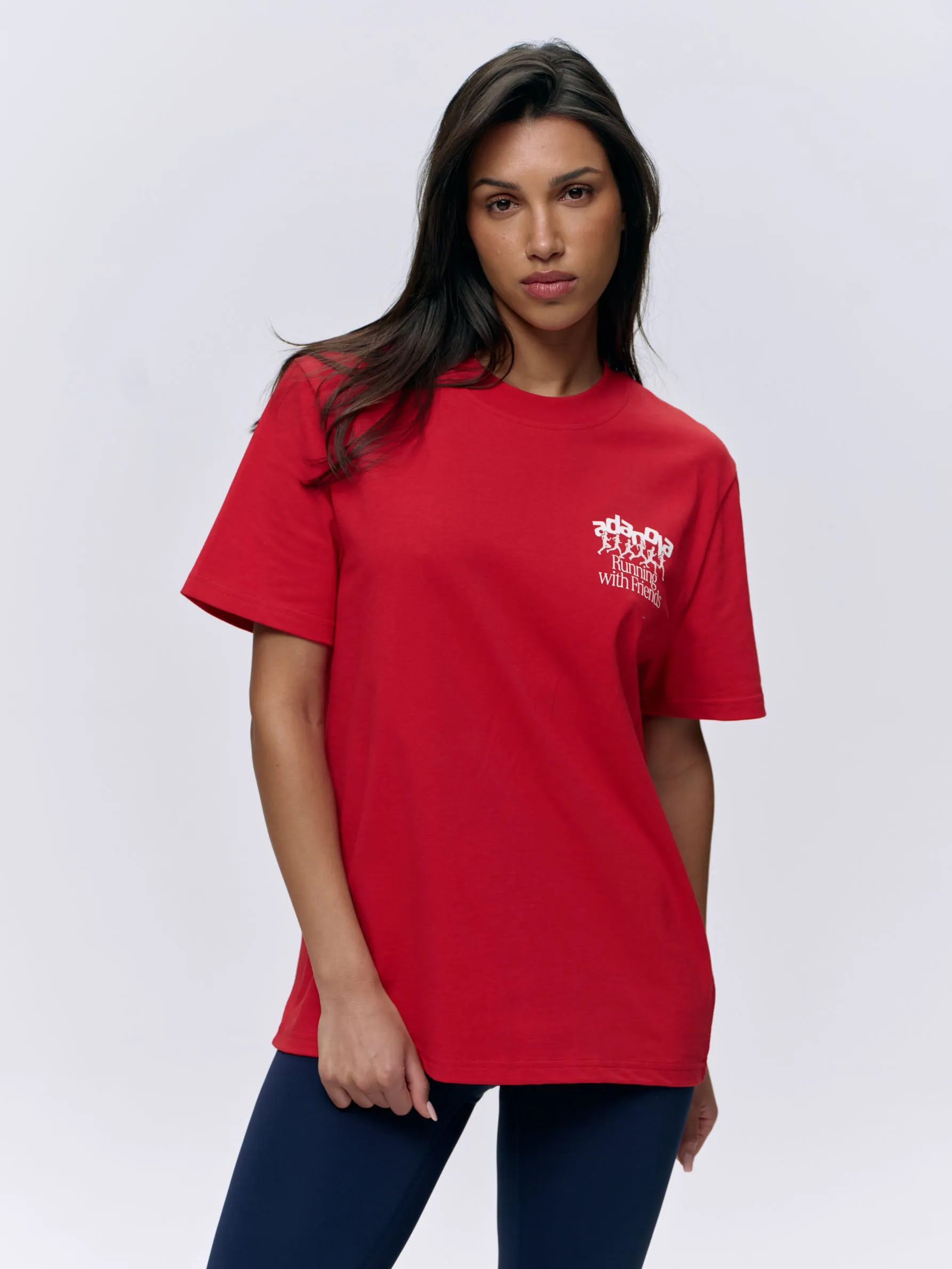 Runners Short Sleeve Oversized T-shirt - Classic Red/White sold by Adanola product image thumbnail 4