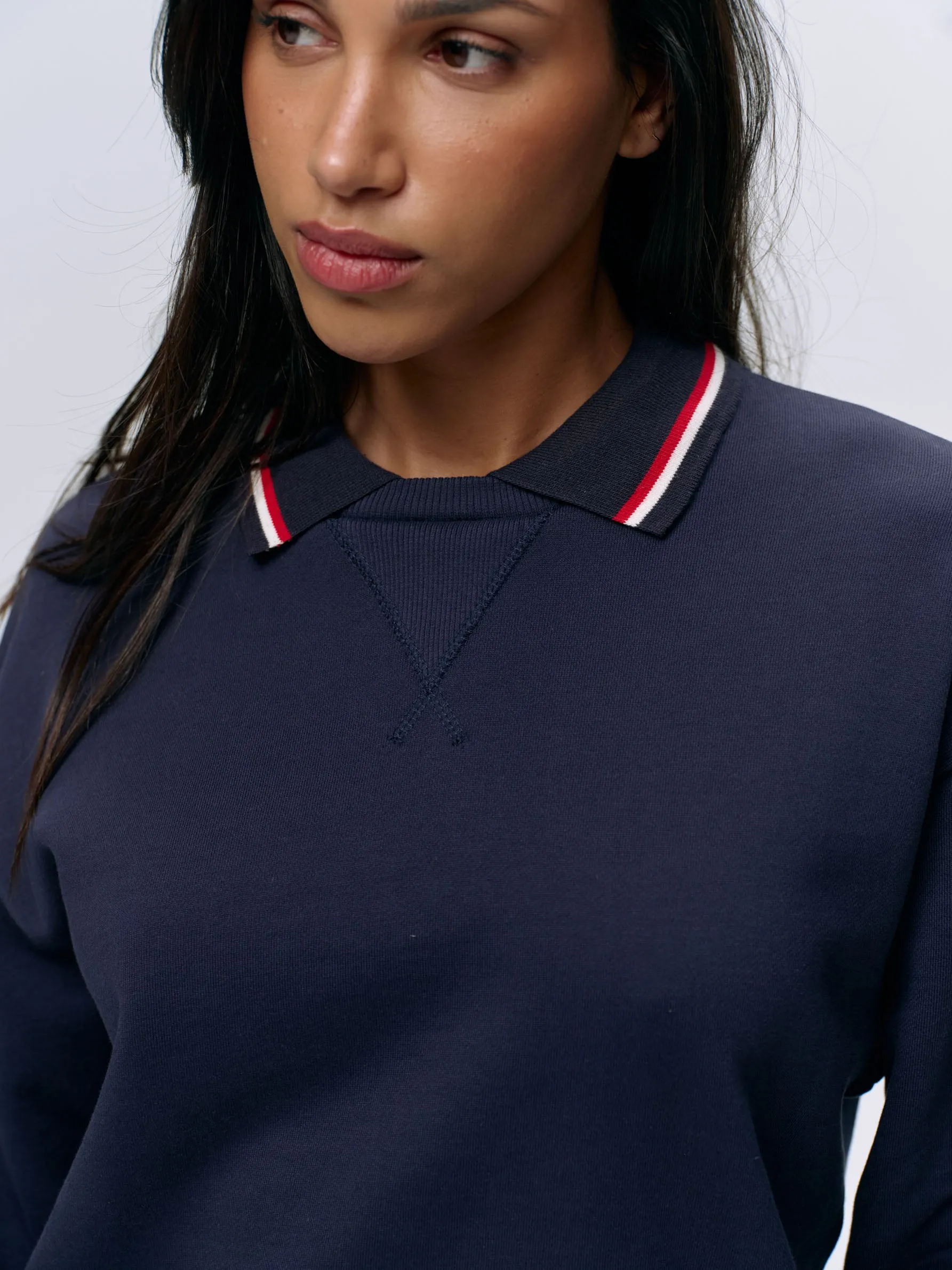 Collared Sweatshirt - Navy Blue/Marshmallow White sold by Adanola product image thumbnail 3