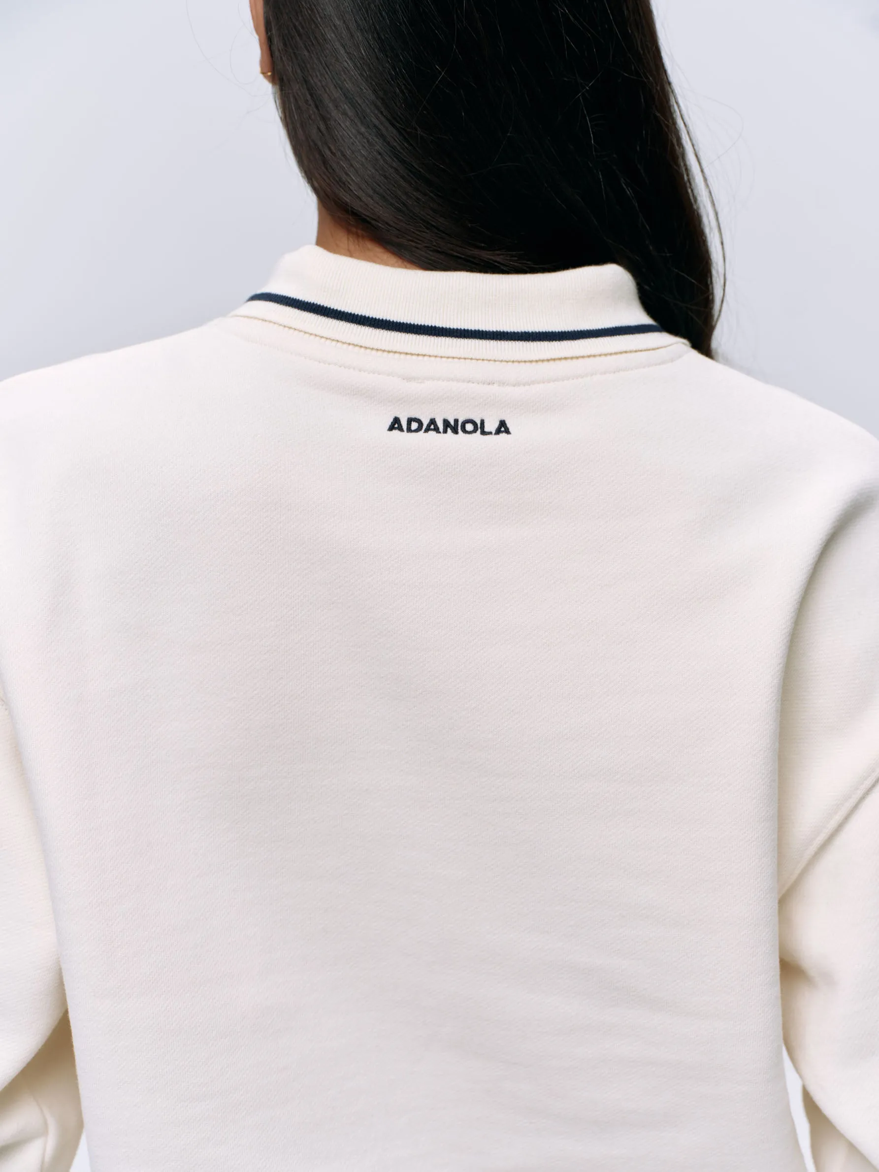 Collared Sweatshirt - Marshmallow White/Navy Blue sold by Adanola product image thumbnail 4