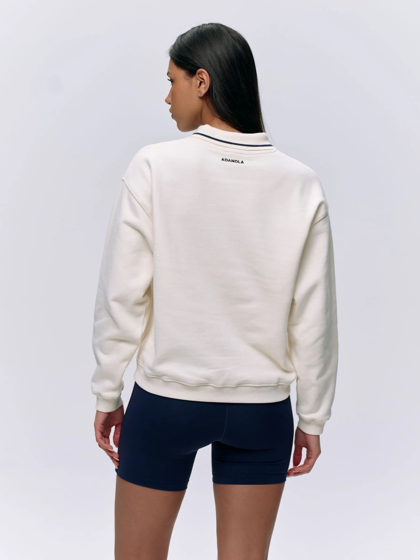Collared Sweatshirt - Marshmallow White/Navy Blue sold by Adanola product image thumbnail 2