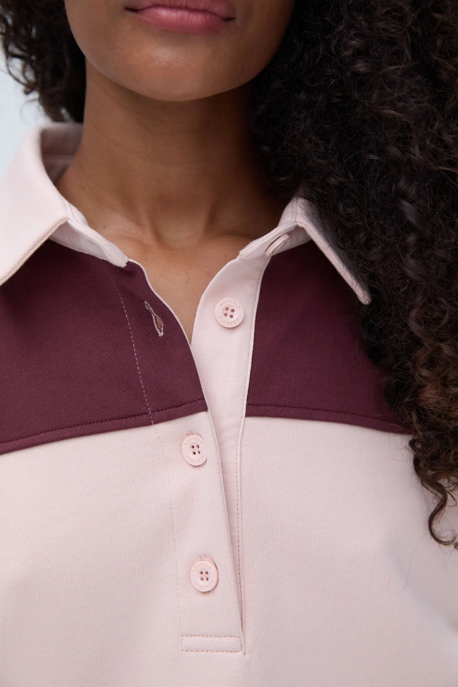 Stripe Oversized Henley Sweatshirt - Burgundy/Blush Pink sold by Adanola product image thumbnail 2