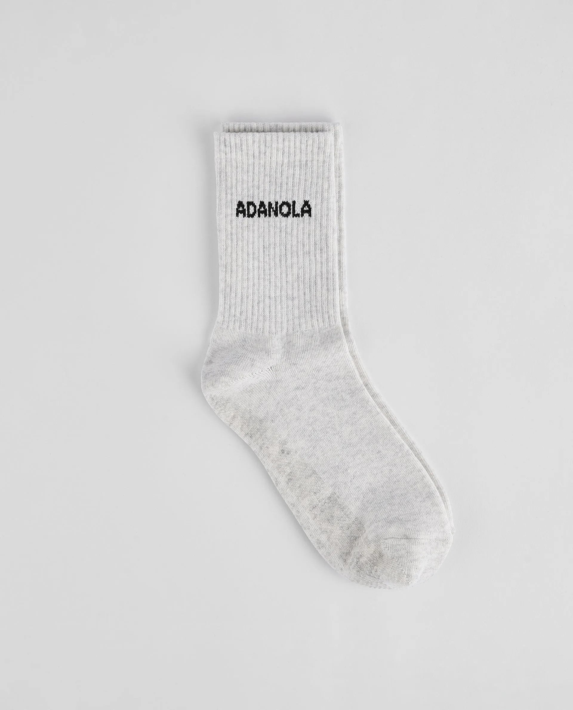 Pilates Grip Socks - Light Grey Melange sold by Adanola