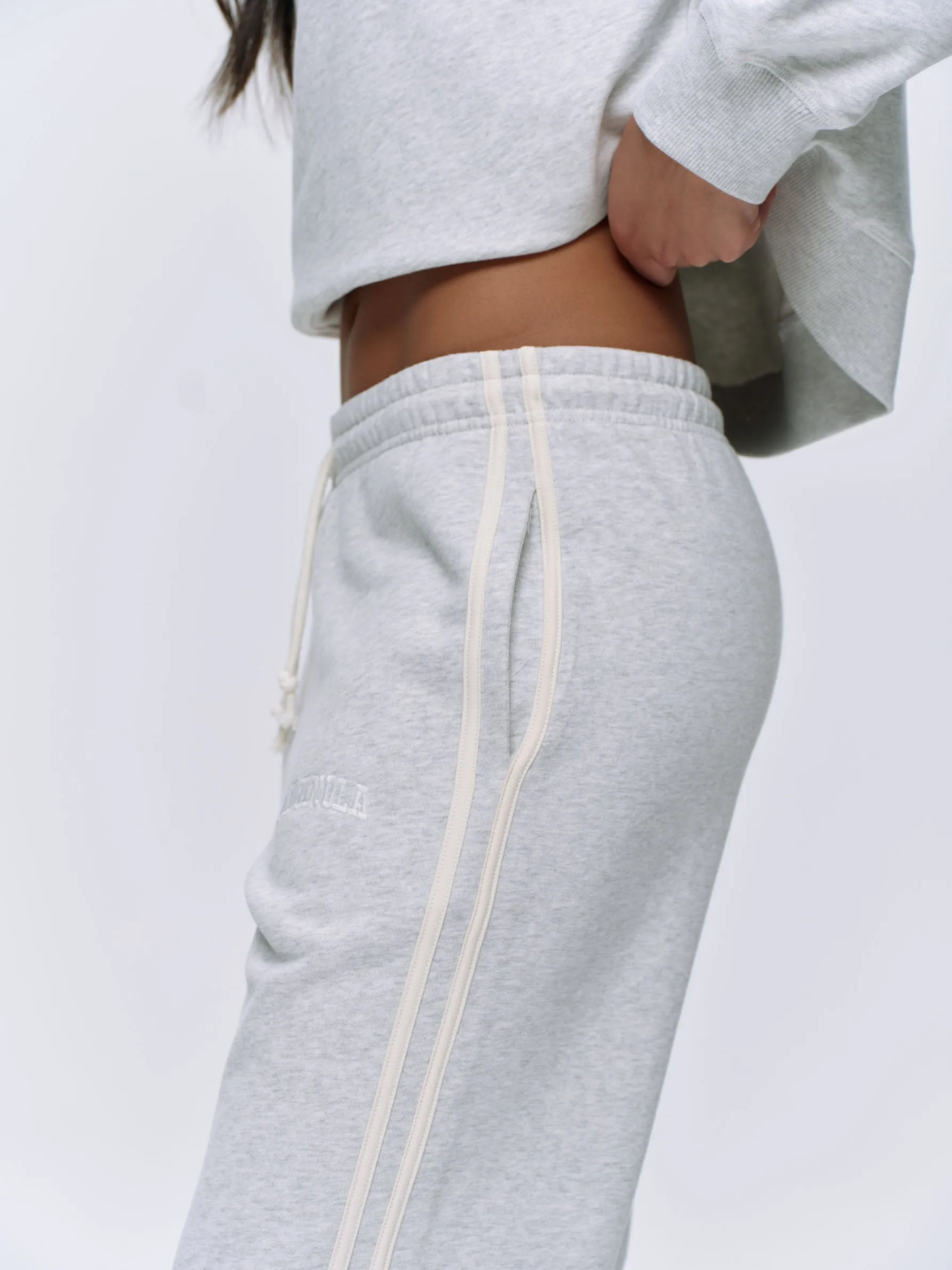 Varsity Loose Fit Sweatpants - Light Grey Melange/Marshmallow White sold by Adanola product image thumbnail 3