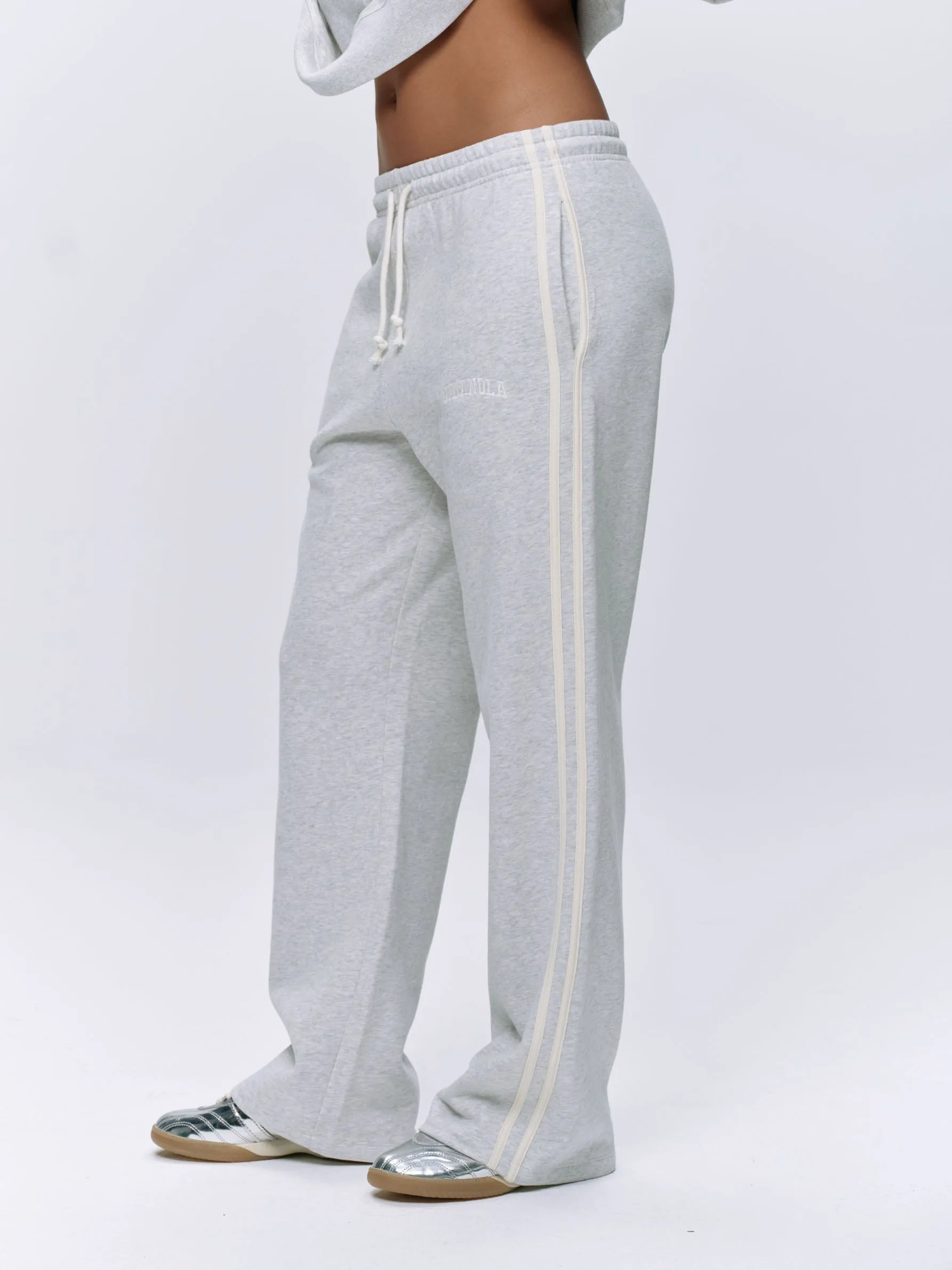 Varsity Loose Fit Sweatpants - Light Grey Melange/Marshmallow White sold by Adanola product image thumbnail 5