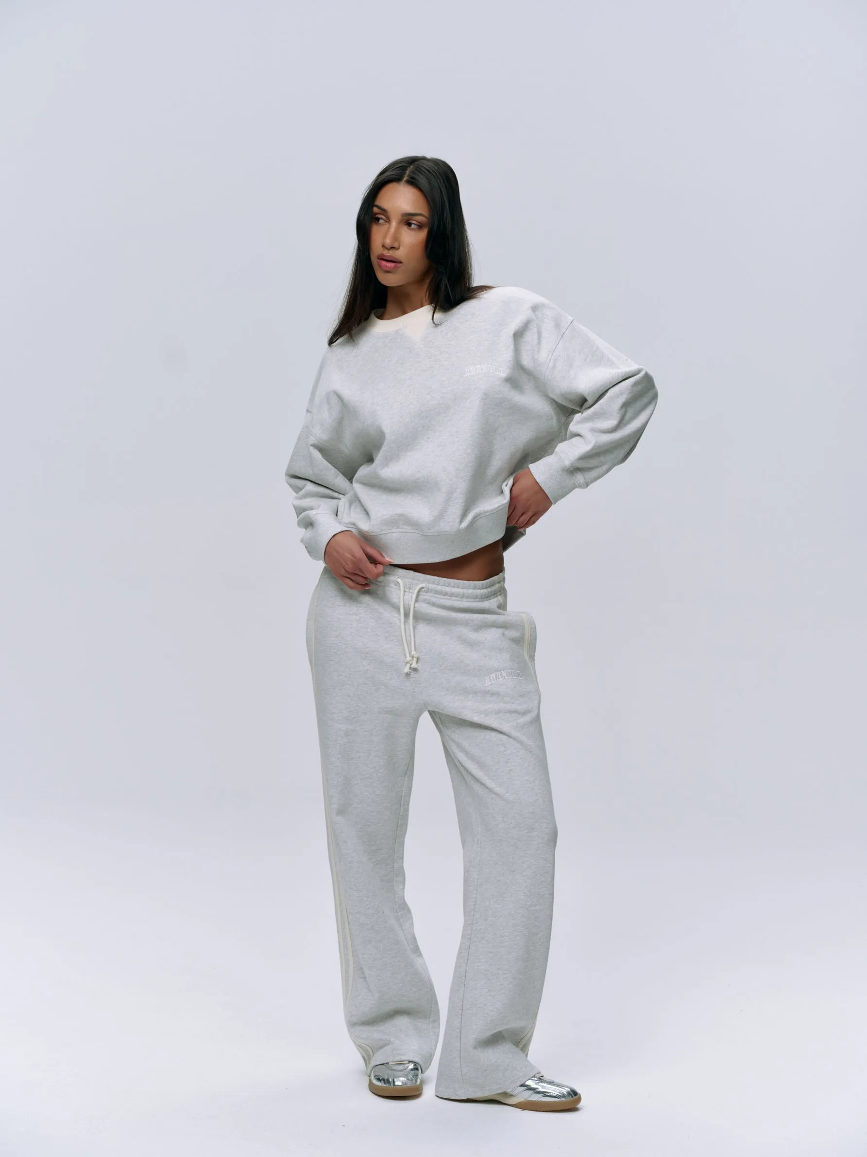 Varsity Loose Fit Sweatpants - Light Grey Melange/Marshmallow White sold by Adanola