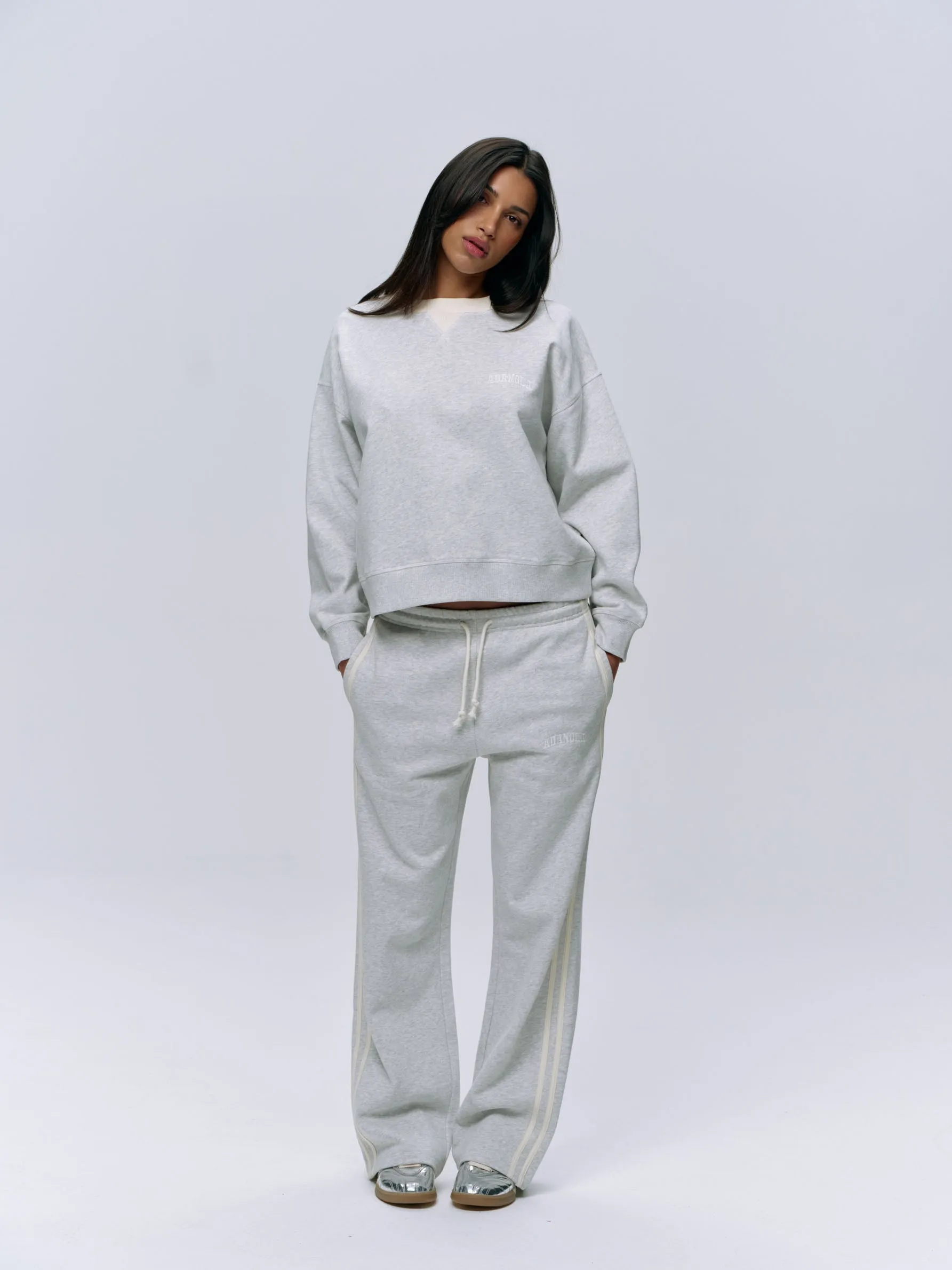 Varsity Loose Fit Sweatshirt - Light Grey Melange/Marshmallow White sold by Adanola product image thumbnail 5