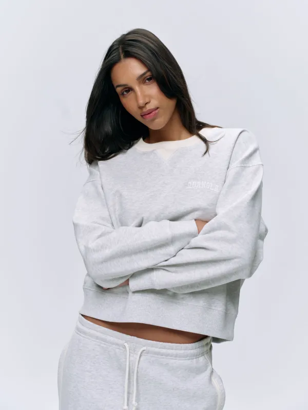 Varsity Loose Fit Sweatshirt - Light Grey Melange/Marshmallow White sold by Adanola