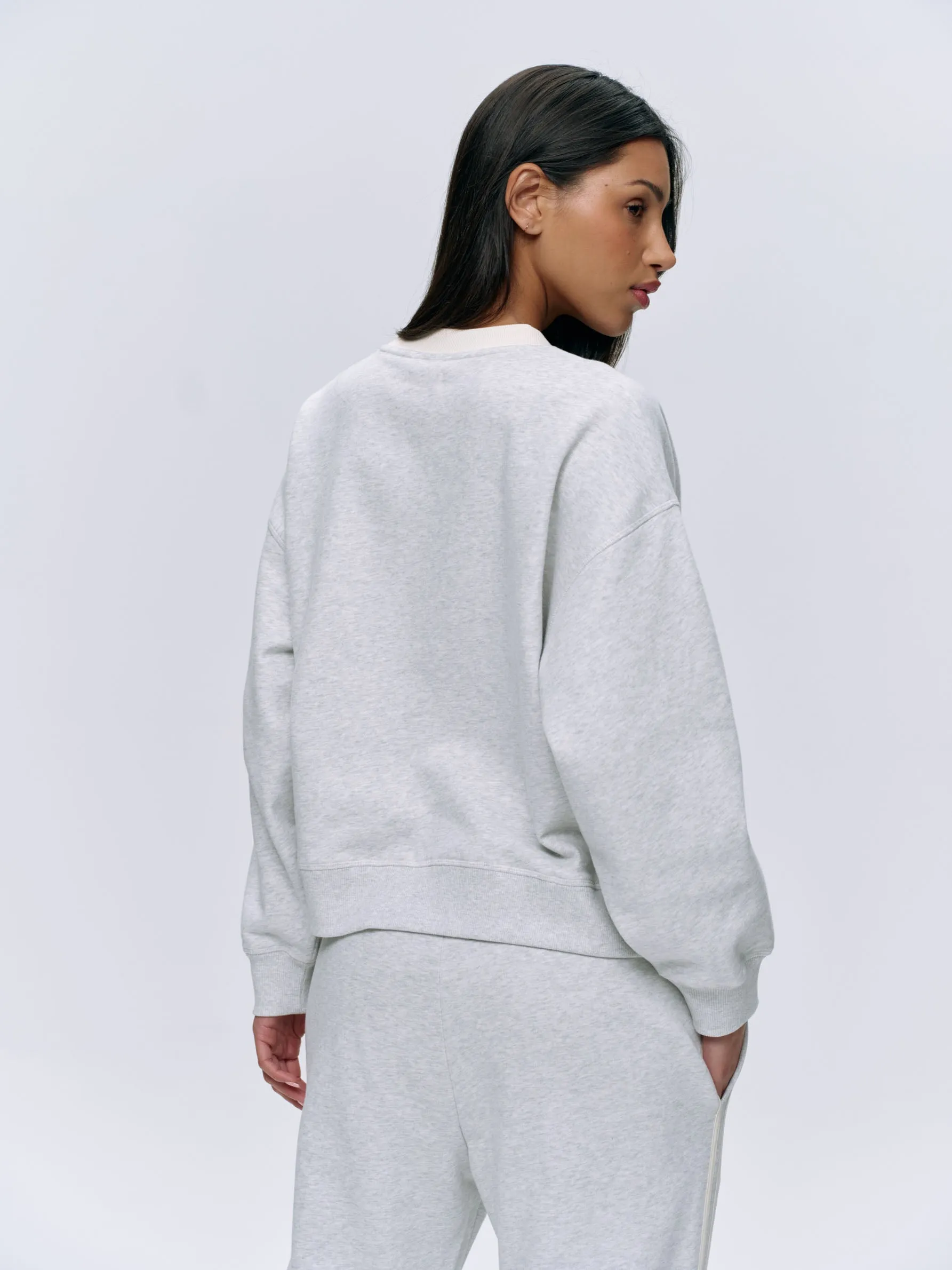 Varsity Loose Fit Sweatshirt - Light Grey Melange/Marshmallow White sold by Adanola product image thumbnail 2