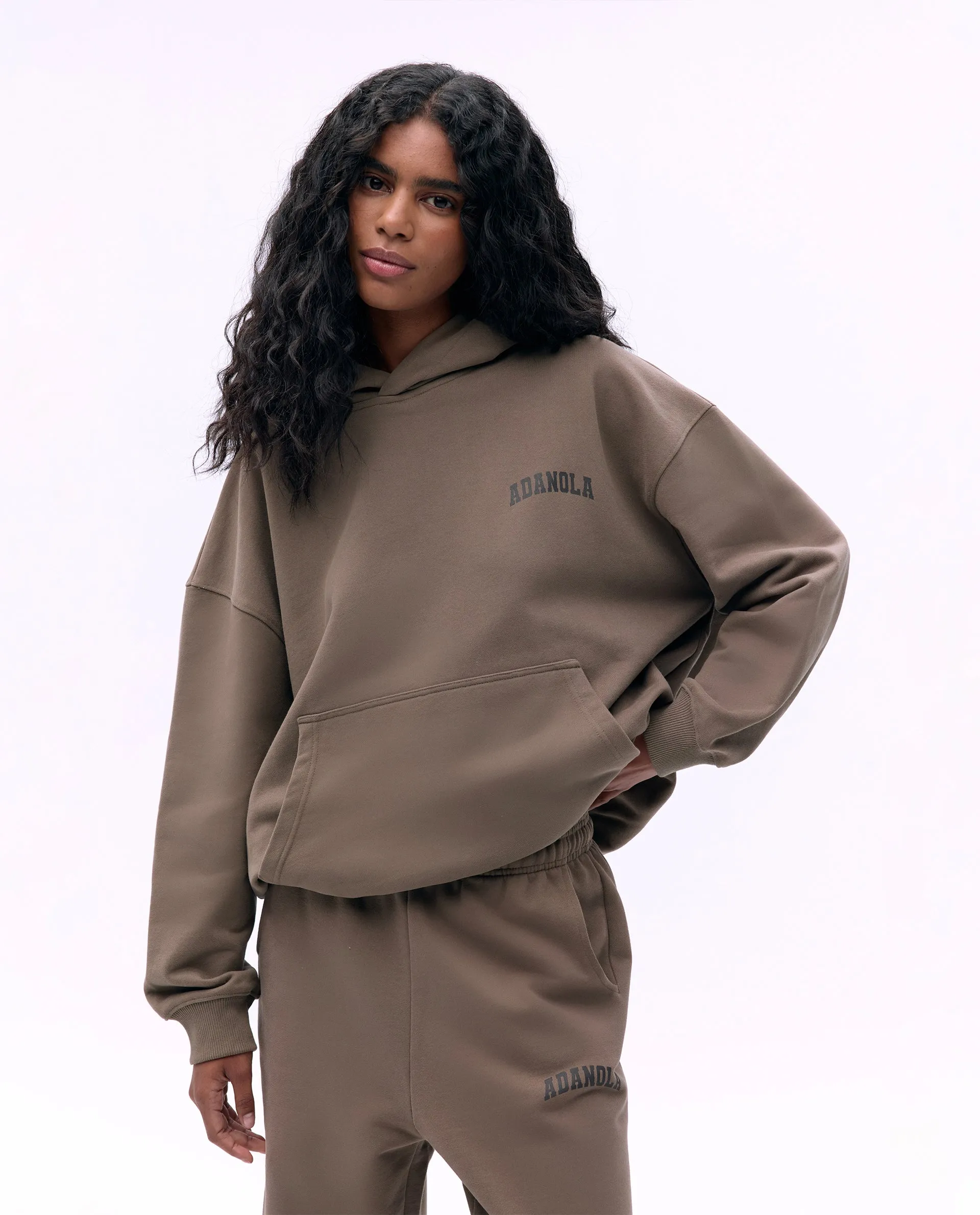 Varsity Oversized Hoodie - Cocoa Brown sold by Adanola