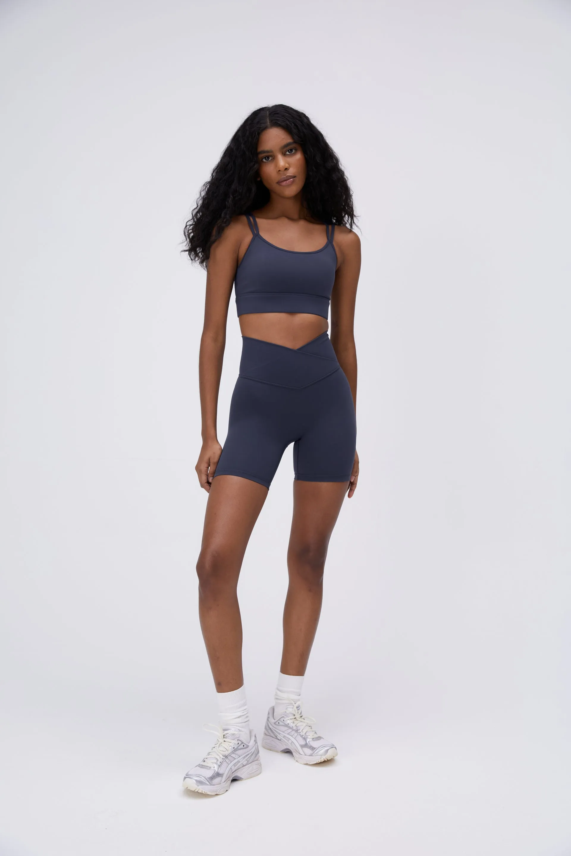 Ultimate Wrap Over Crop Shorts - Midnight Blue sold by Adanola