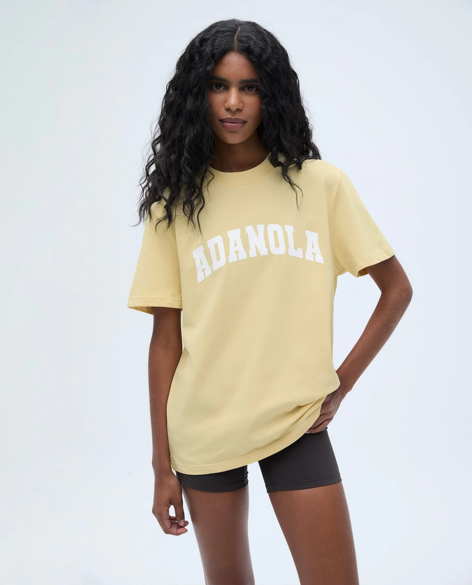 Varsity Short Sleeve Oversized T-shirt - Butter Yellow/Marshmallow White sold by Adanola