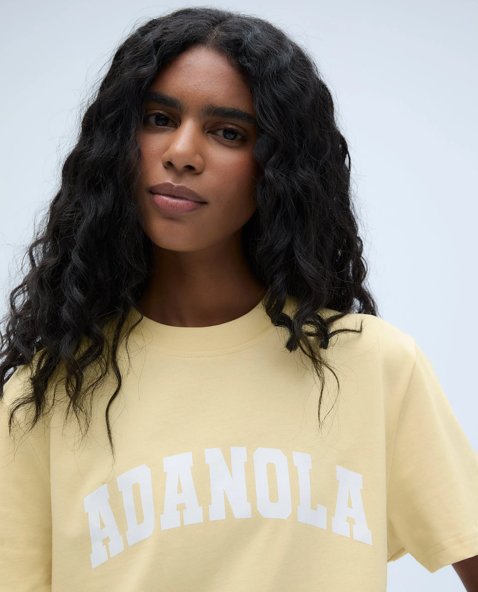 Varsity Short Sleeve Oversized T-shirt - Butter Yellow/Marshmallow White sold by Adanola product image thumbnail 3