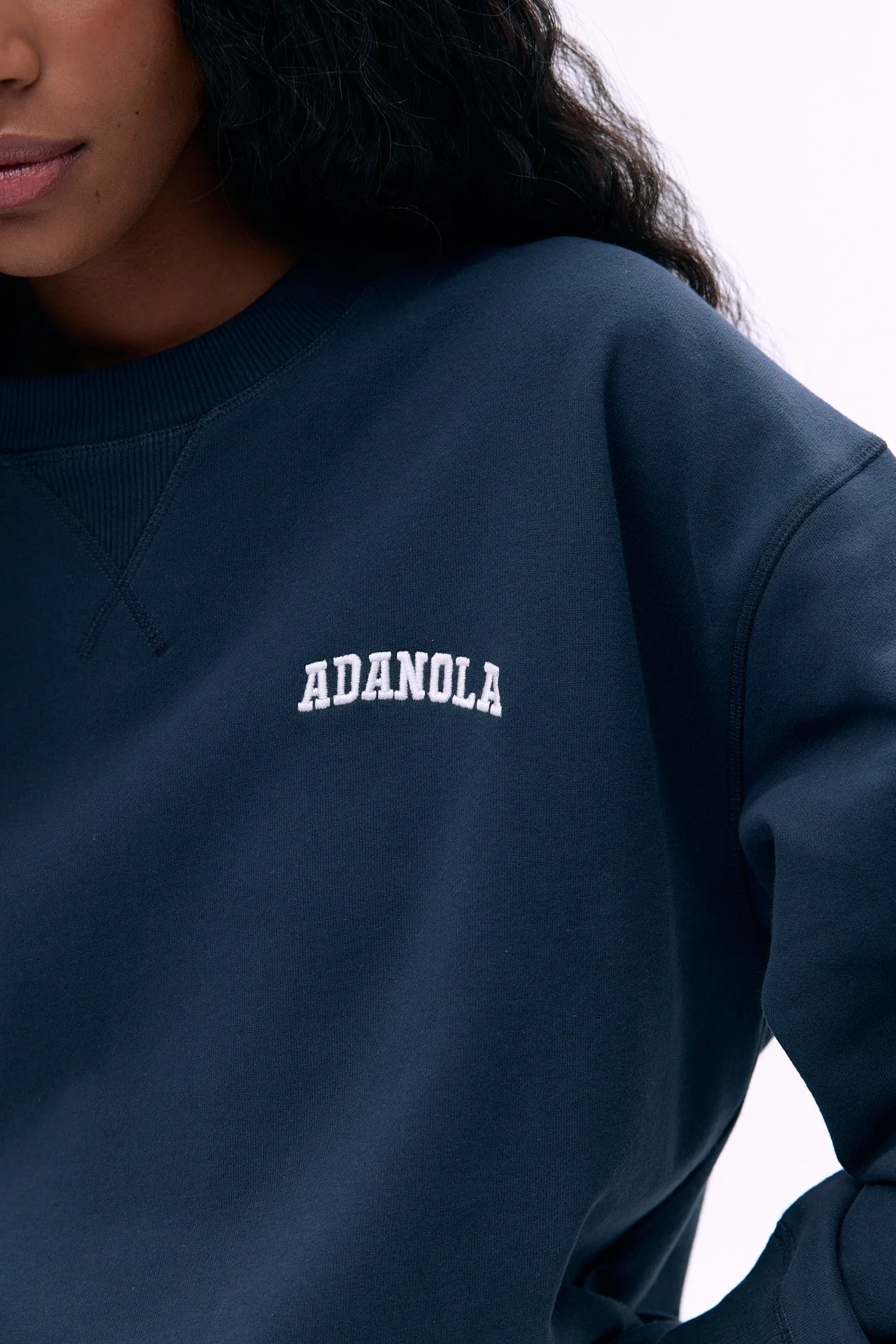 Varsity Loose Fit Sweatshirt - Midnight Blue/Marshmallow White sold by Adanola product image thumbnail 3