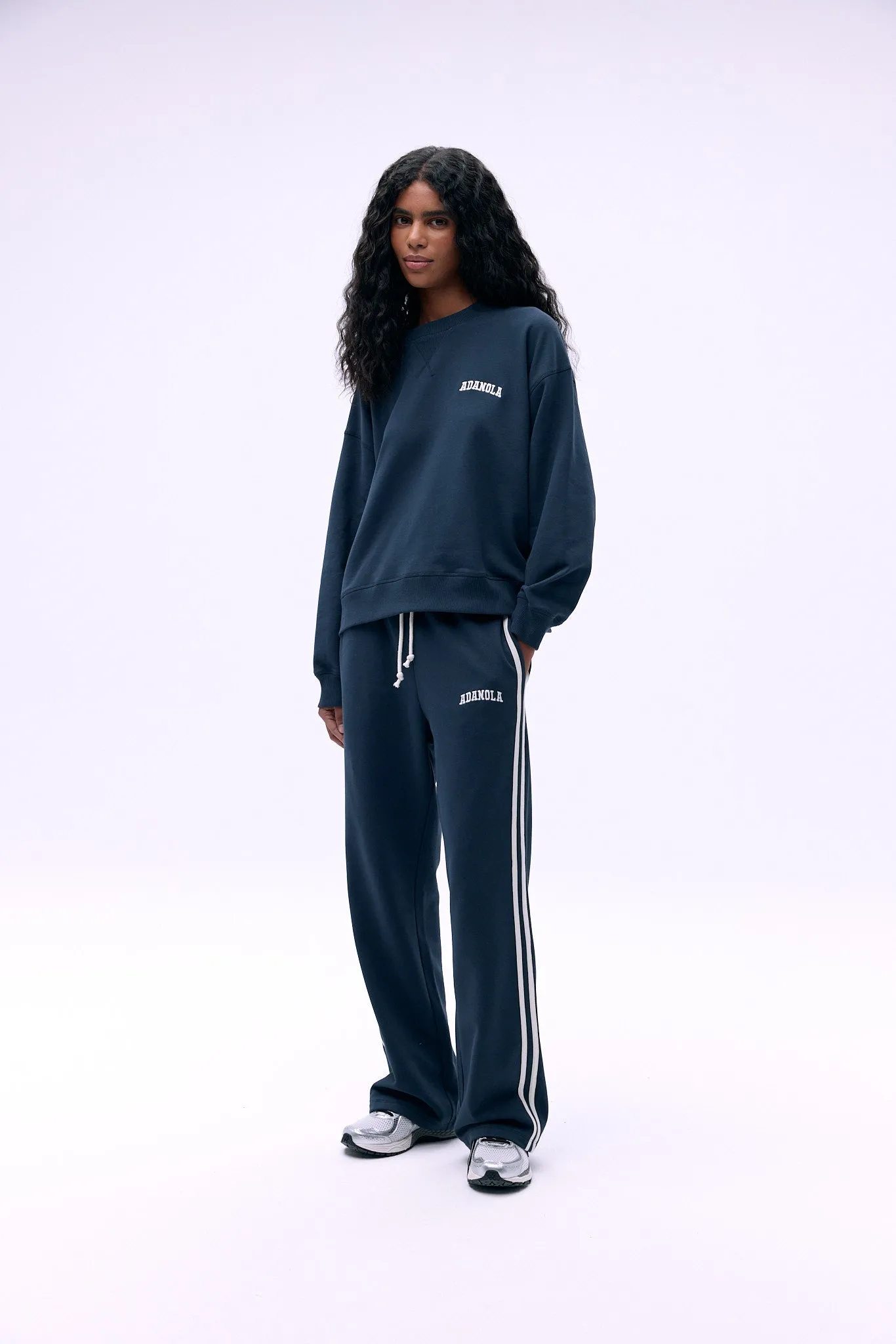 Varsity Loose Fit Sweatshirt - Midnight Blue/Marshmallow White sold by Adanola product image thumbnail 4