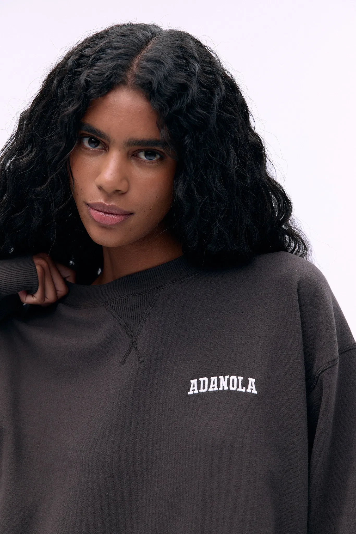 Varsity Loose Fit Sweatshirt - Coffee Bean/Marshmallow White sold by Adanola product image thumbnail 3