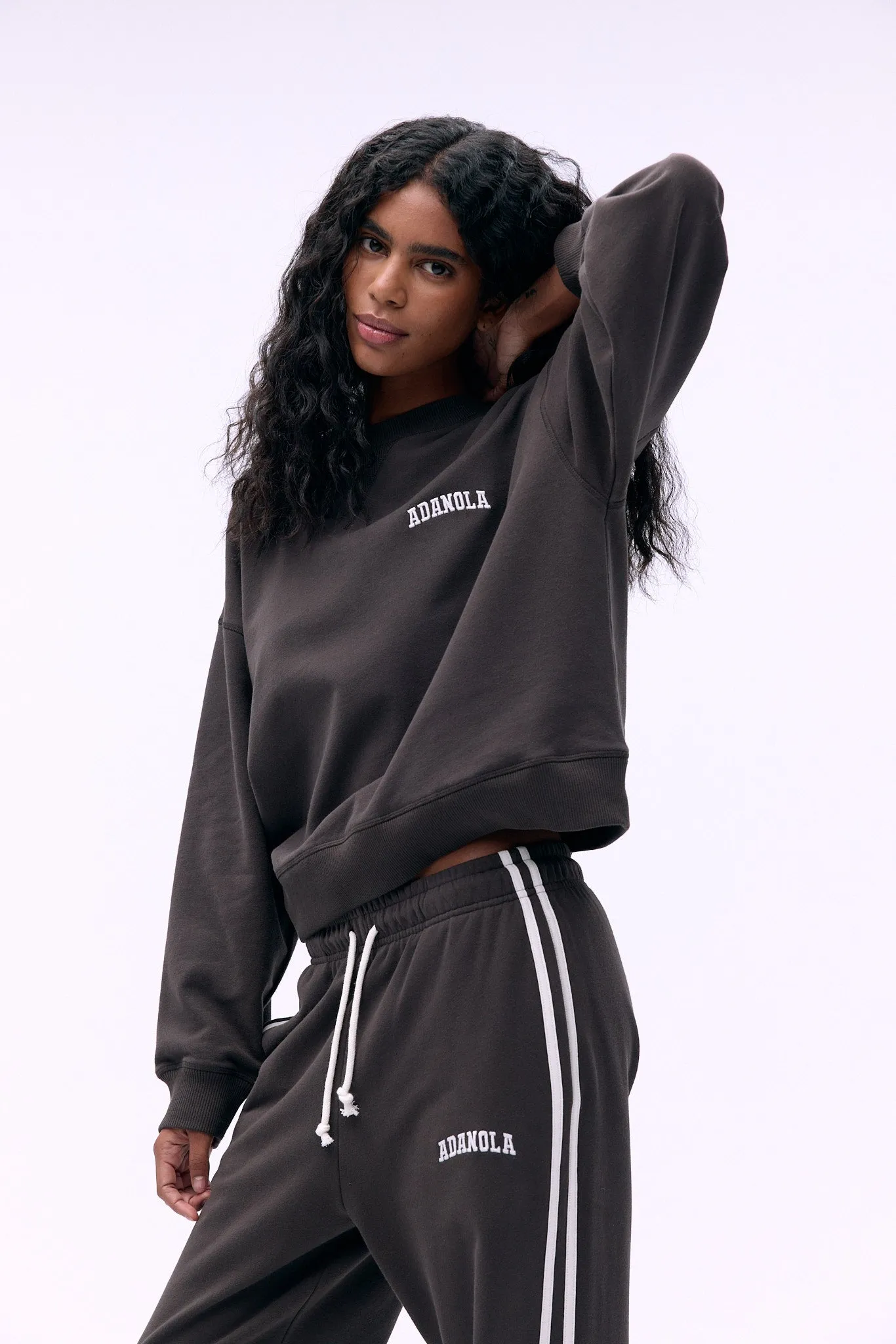 Varsity Loose Fit Sweatshirt - Coffee Bean/Marshmallow White sold by Adanola product image thumbnail 5